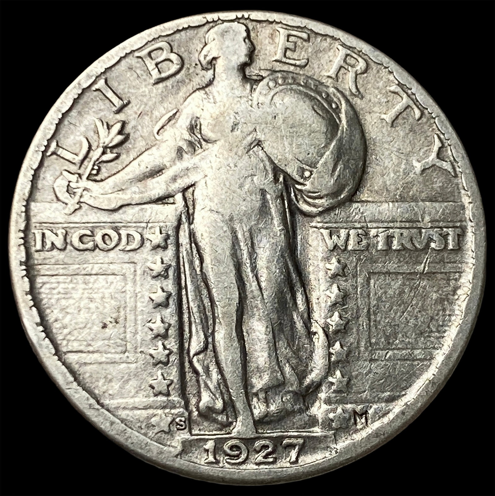 1927-S Silver Standing Liberty Quarter CLOSELY UNCIRCULATED: 1927-S Silver Standing Liberty Quarter CLOSELY UNCIRCULATED