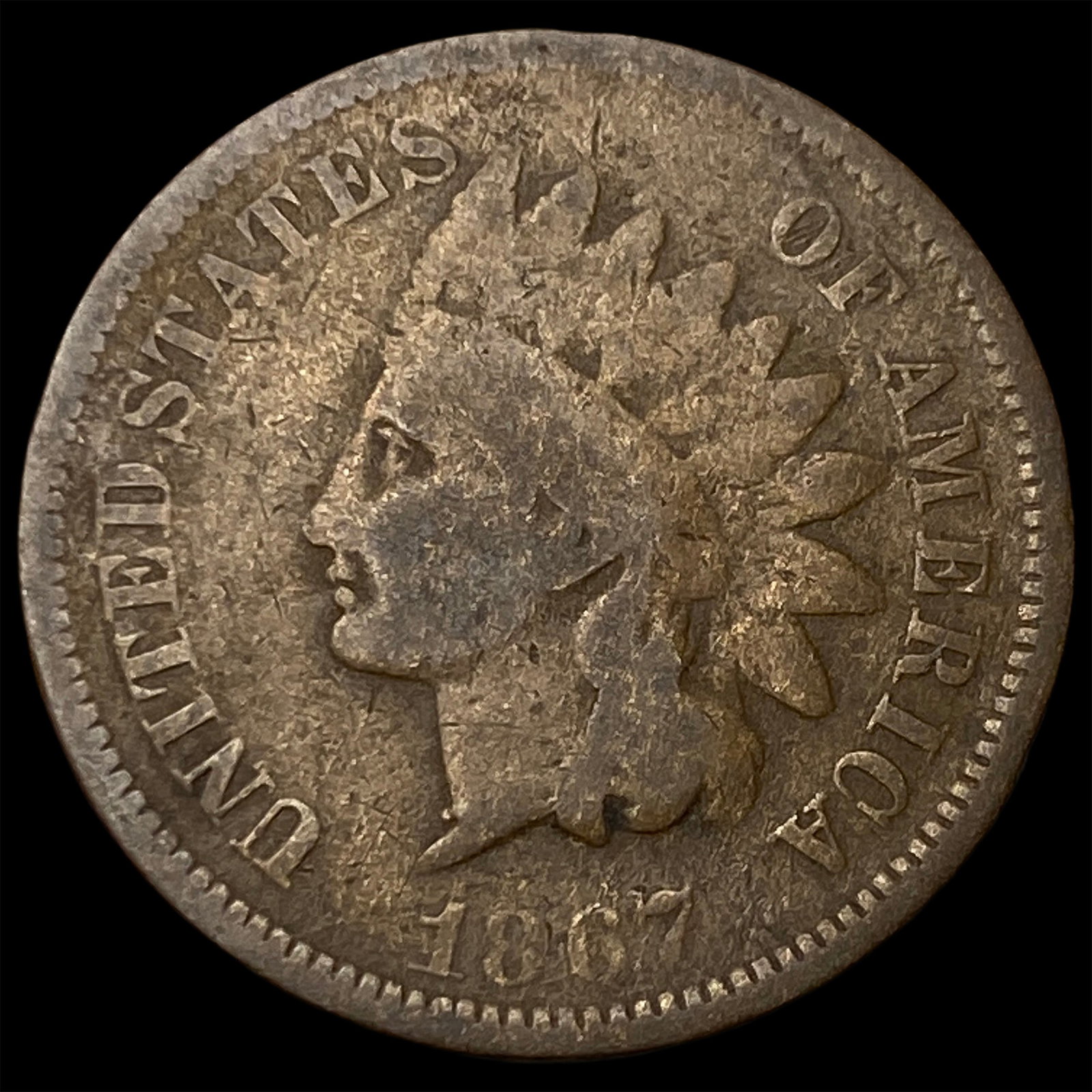 1867 Indian Head Cent NICELY CIRCULATED: 1867 Indian Head Cent NICELY CIRCULATED