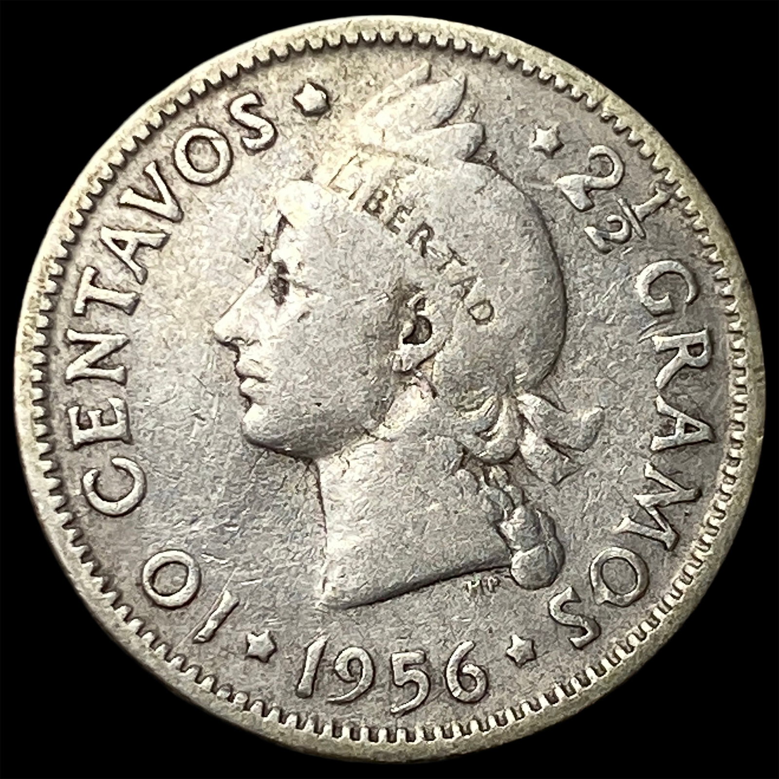 1956 Dominican Republic Silver 10 Centavos KM 19 (1 of 2)