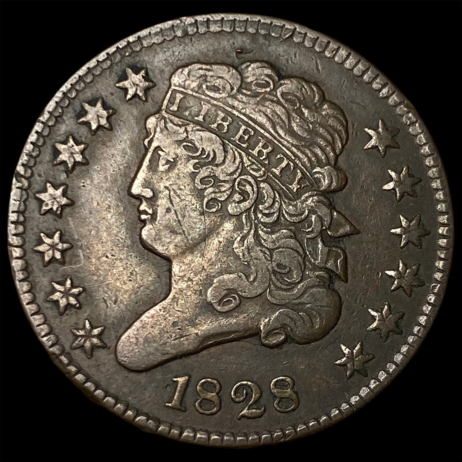 1828 Classic Head Half Cent NEARLY UNCIRCULATED: 1828 Classic Head Half Cent NEARLY UNCIRCULATED