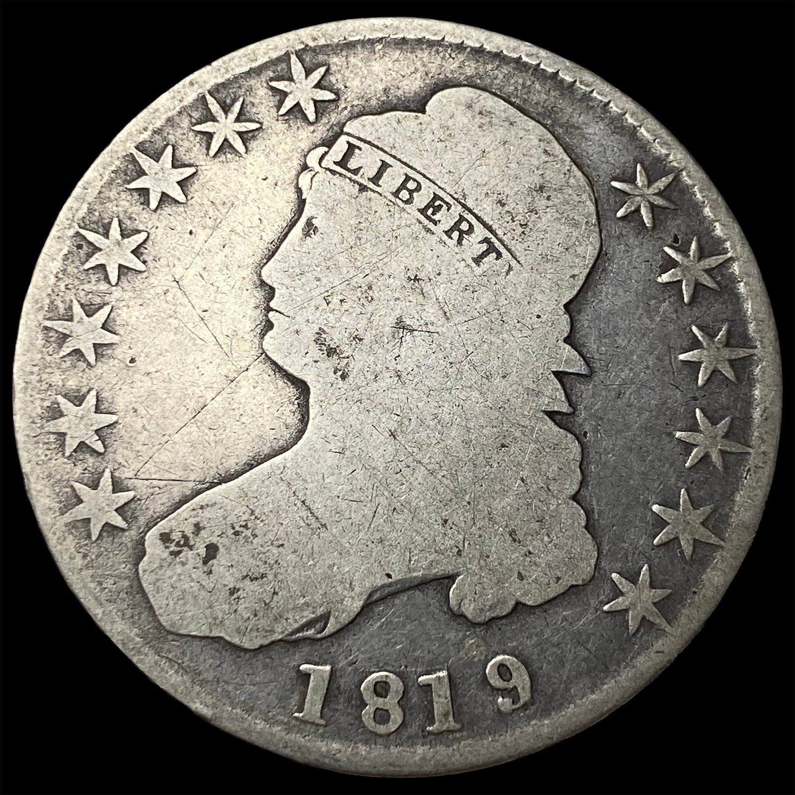 1819 Capped Bust Half Dollar NICELY CIRCULATED: 1819 Capped Bust Half Dollar NICELY CIRCULATED