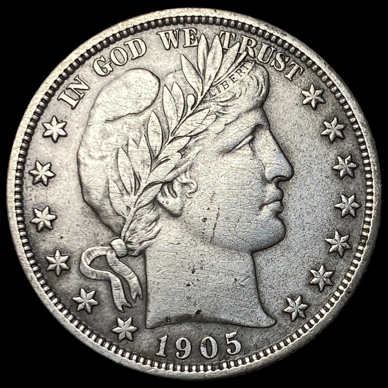 1905 Silver Half Dollar (Barber) NEARLY UNCIRCULATED: 1905 Silver Half Dollar (Barber) NEARLY UNCIRCULATED