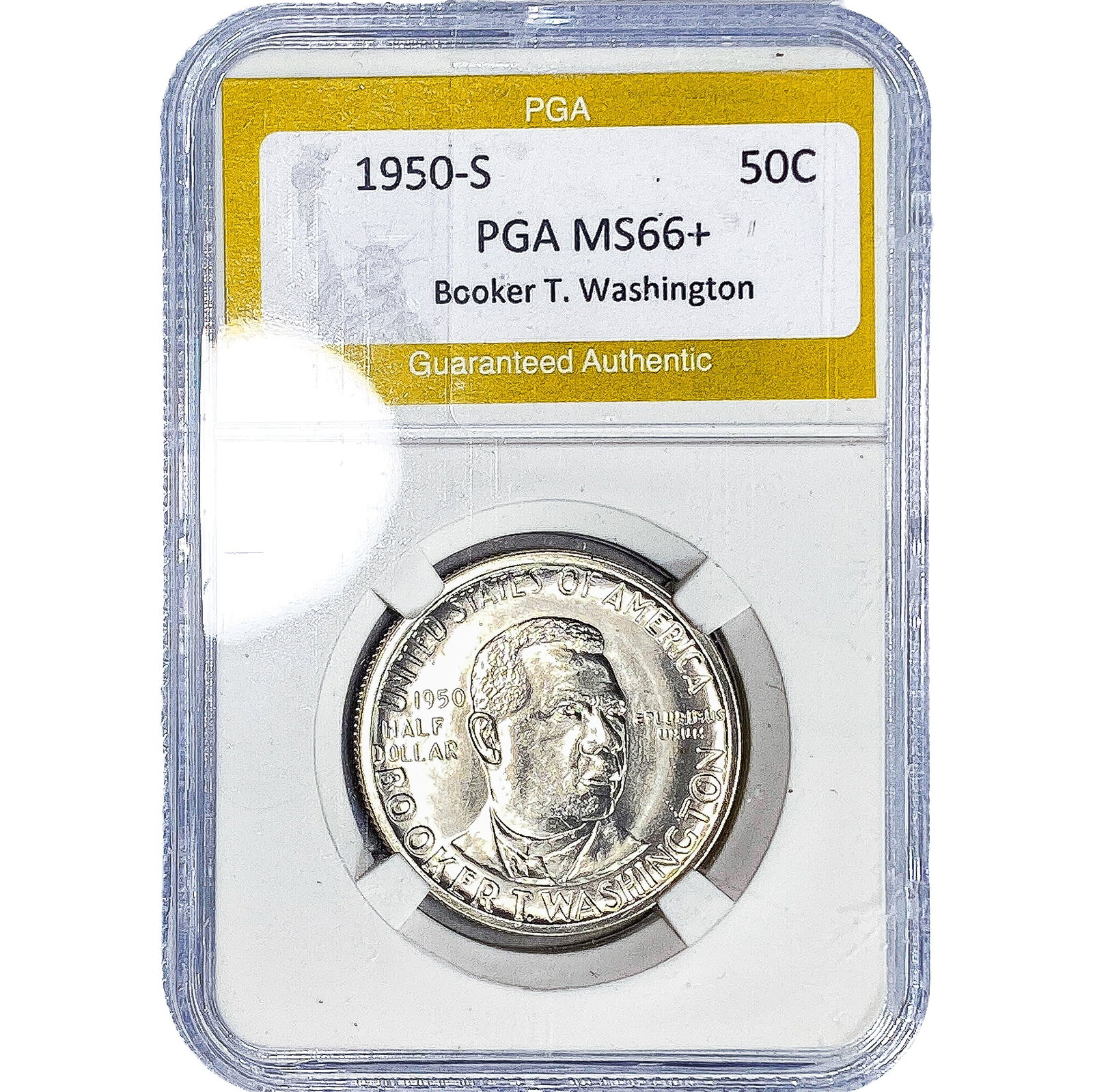 1950-S Booker T Half Dollar PGA MS66+: 1950-S Booker T Half Dollar PGA MS66+