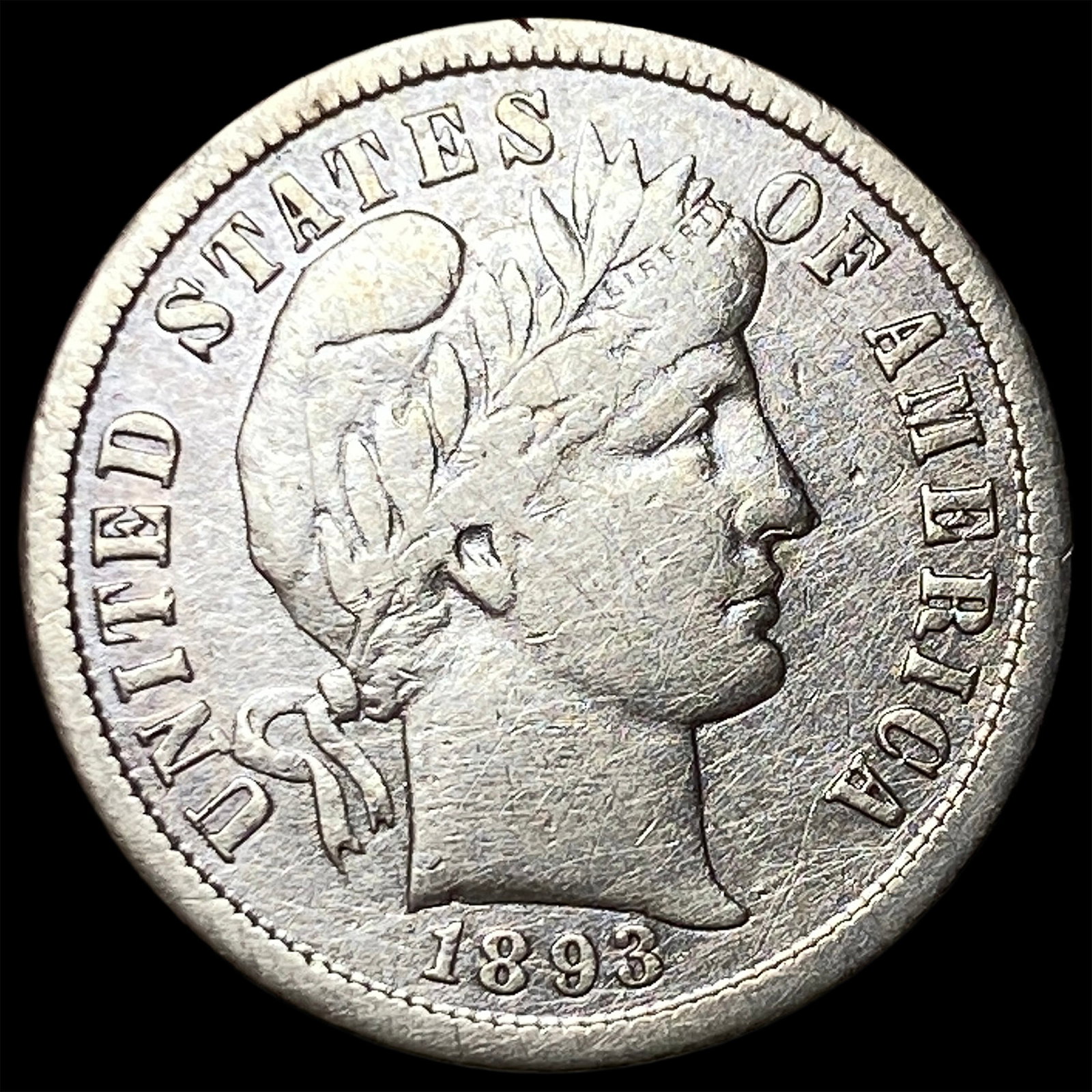 1893-S Silver Barber Dime LIGHTLY CIRCULATED: 1893-S Silver Barber Dime LIGHTLY CIRCULATED