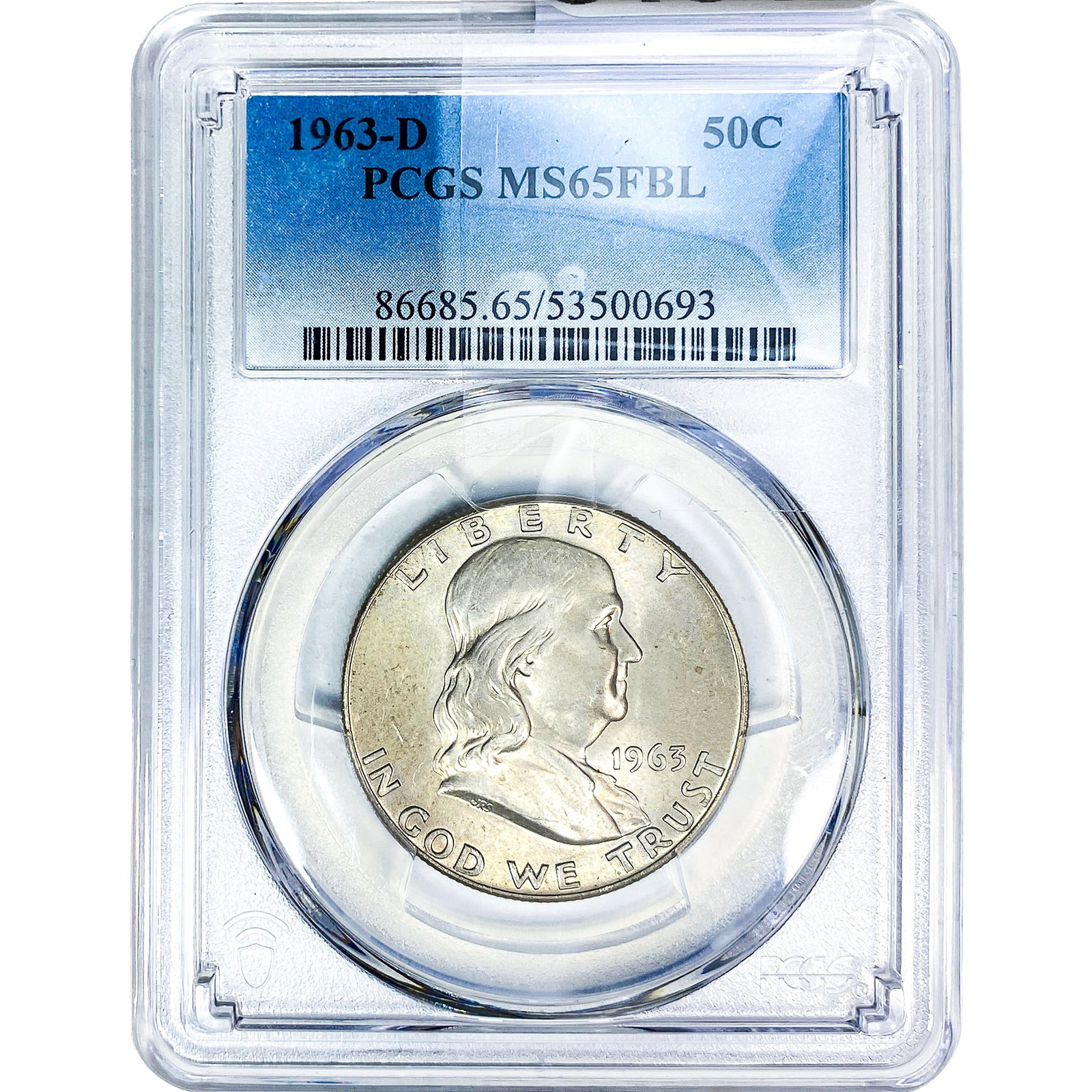 1963-D Franklin Half Dollar PCGS MS65 FBL: 1963-D Franklin Half Dollar PCGS MS65 FBL