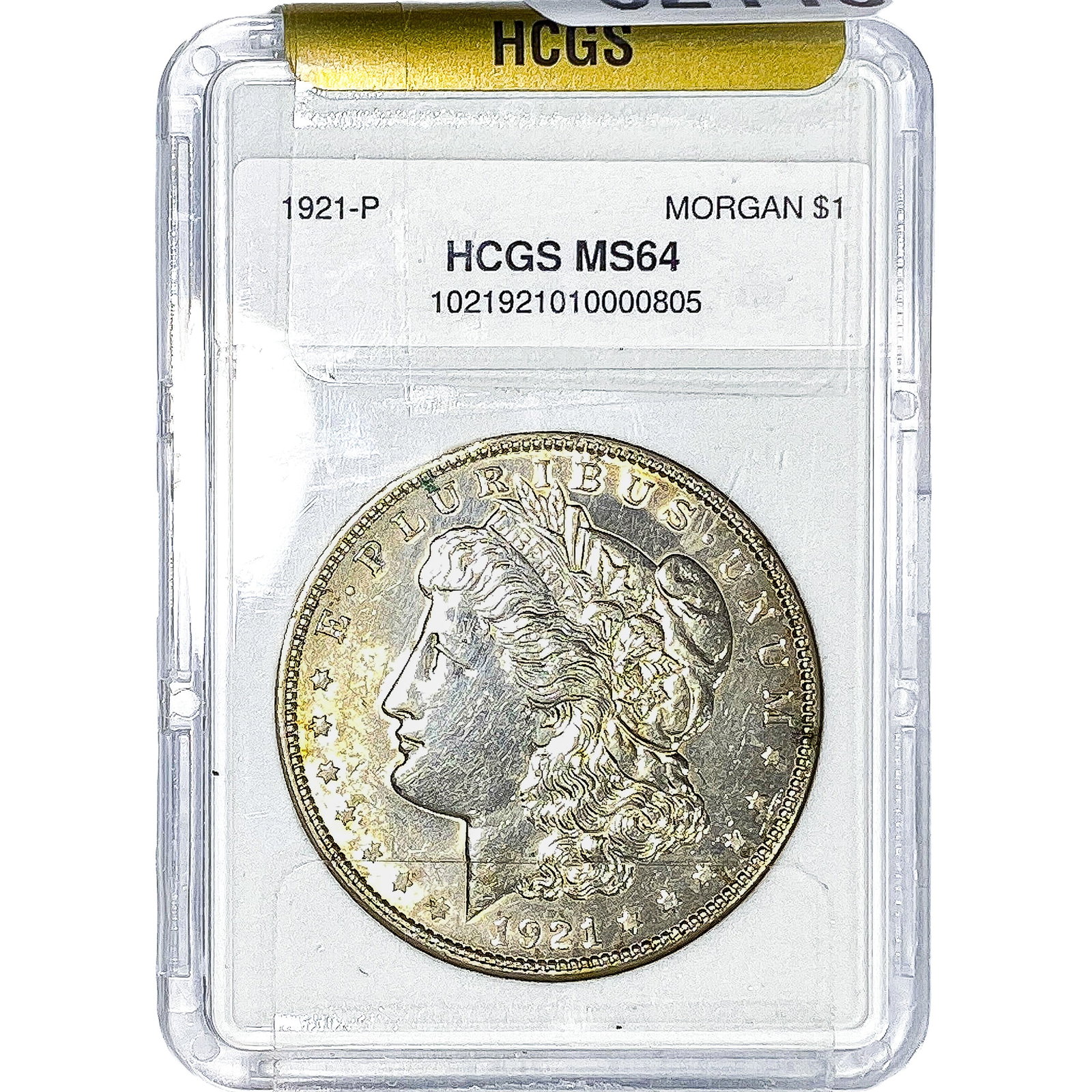 1921 Morgan Silver Dollar HCGS MS64: 1921 Morgan Silver Dollar HCGS MS64
