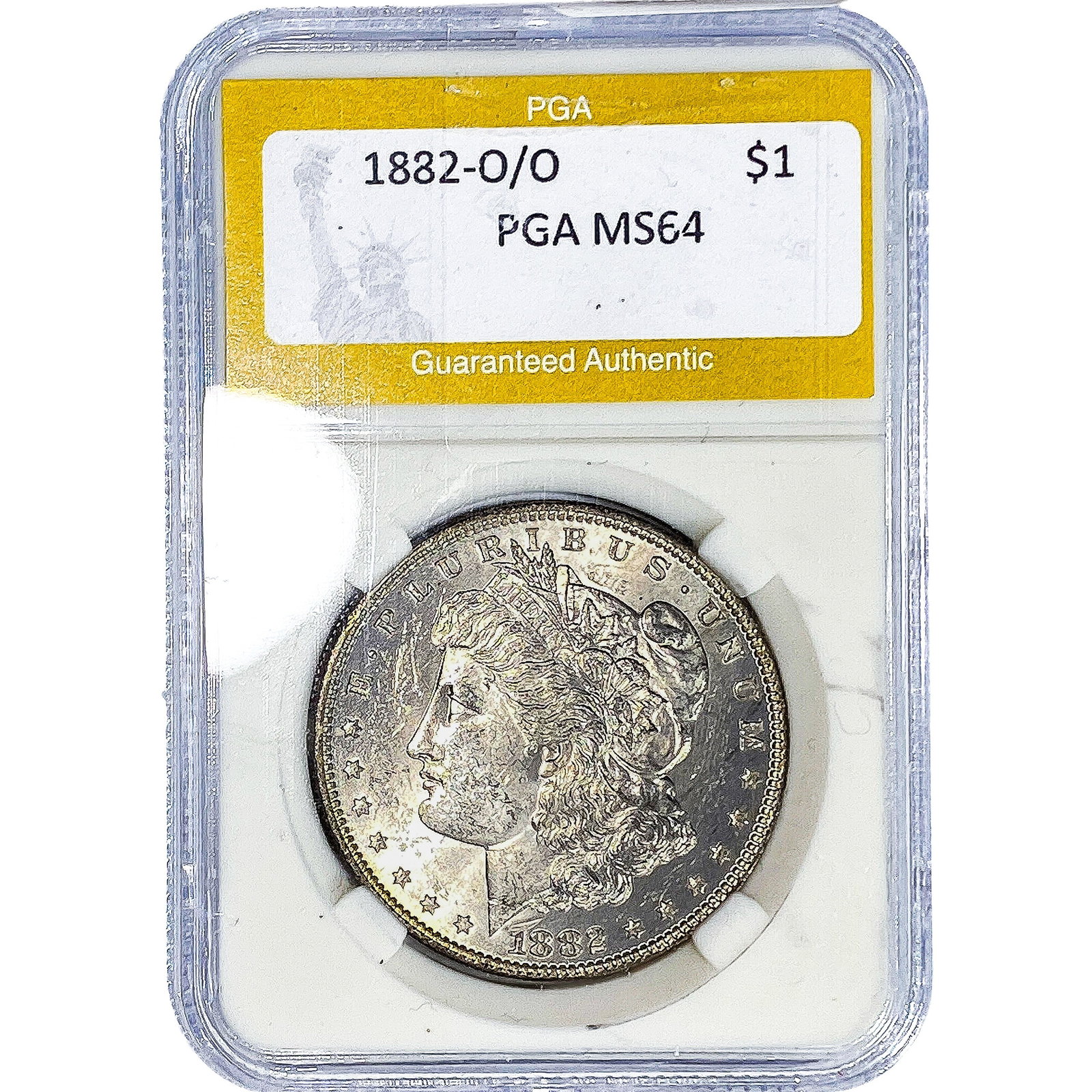 1882-O/O Morgan Silver Dollar PGA MS64: 1882-O/O Morgan Silver Dollar PGA MS64