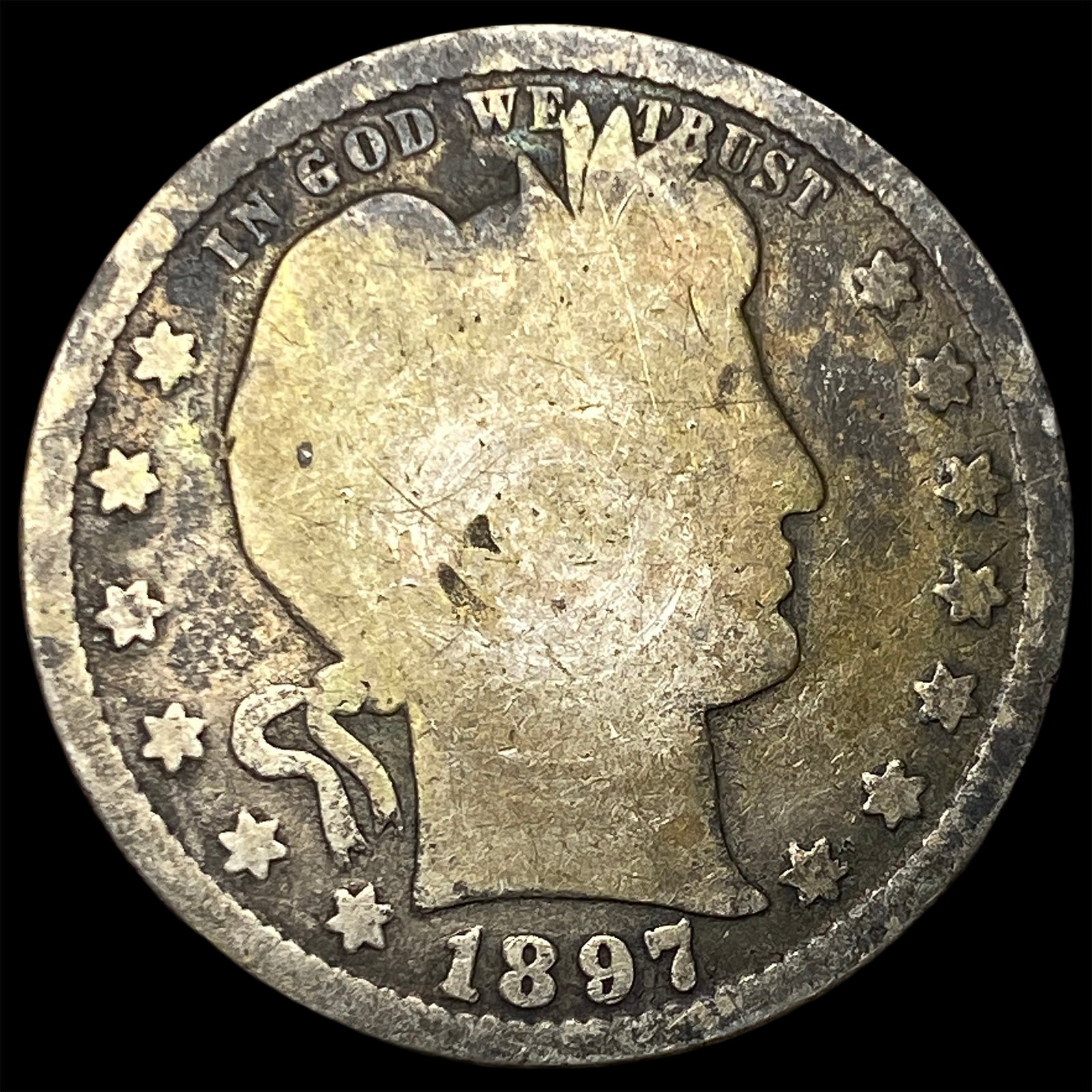 1897-S Silver Barber Quarter NICELY CIRCULATED: 1897-S Silver Barber Quarter NICELY CIRCULATED