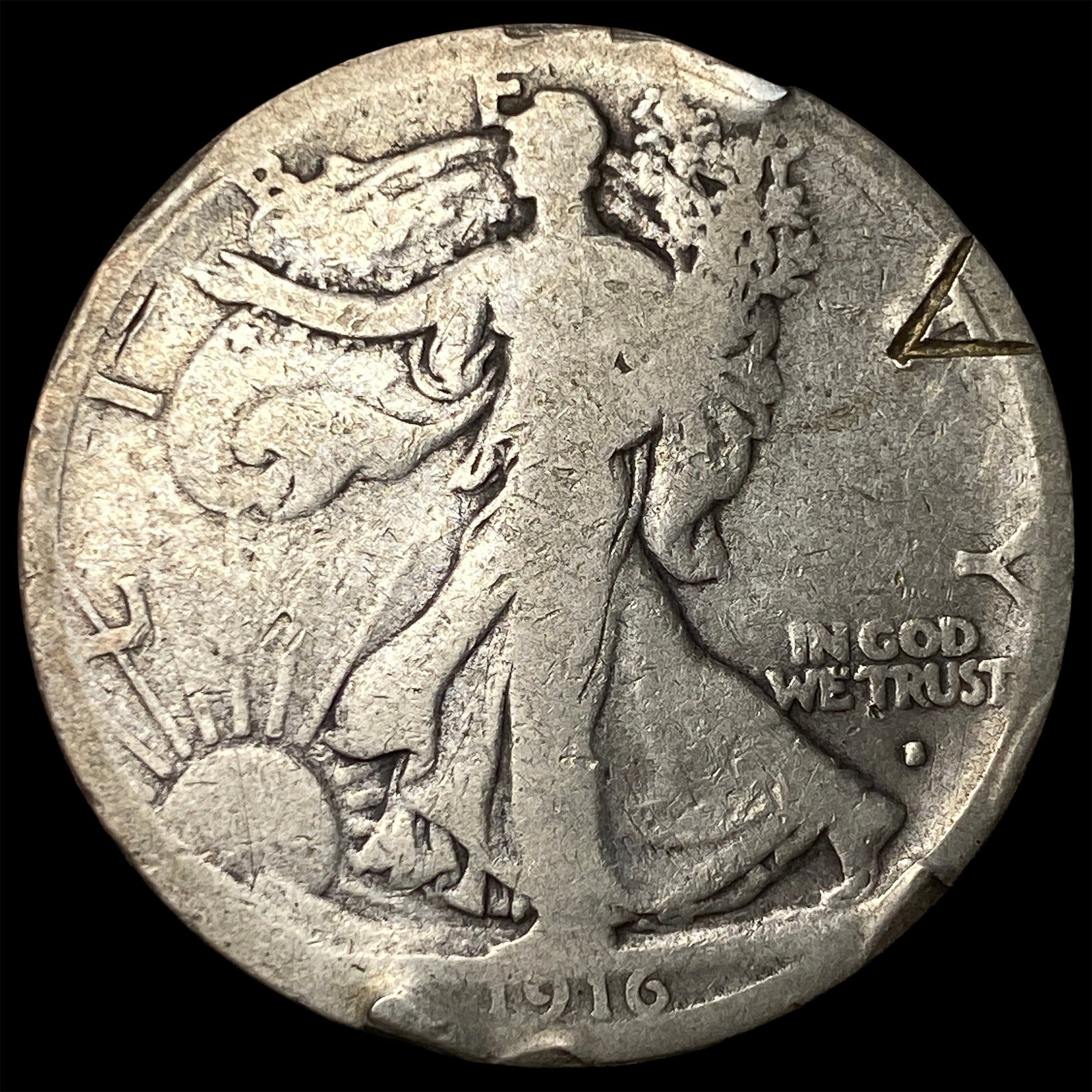 1916-S Silver Walking Liberty Half Dollar NICELY CIRCULATED: 1916-S Silver Walking Liberty Half Dollar NICELY CIRCULATED