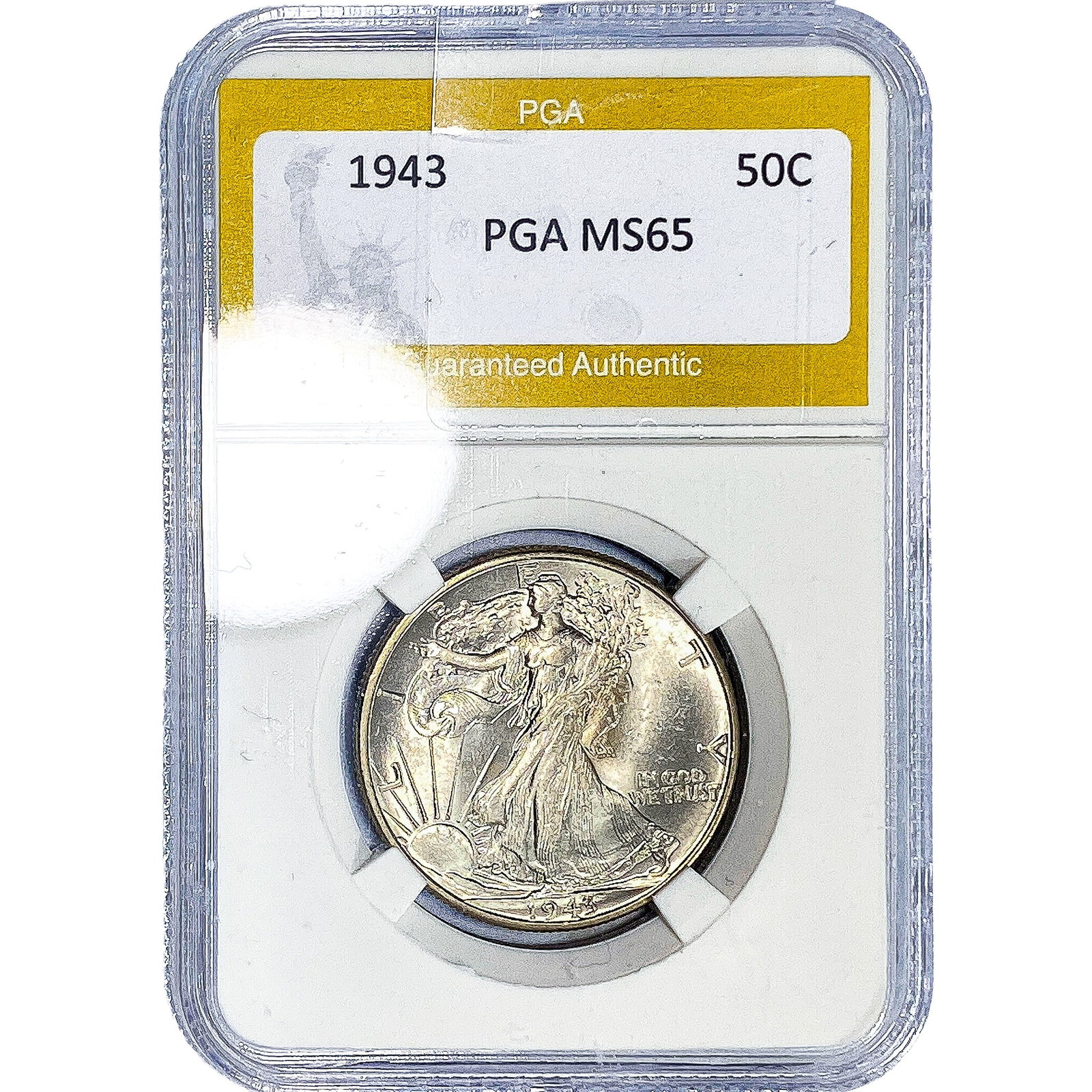 1943 Walking Liberty Half Dollar PGA MS65: 1943 Walking Liberty Half Dollar PGA MS65