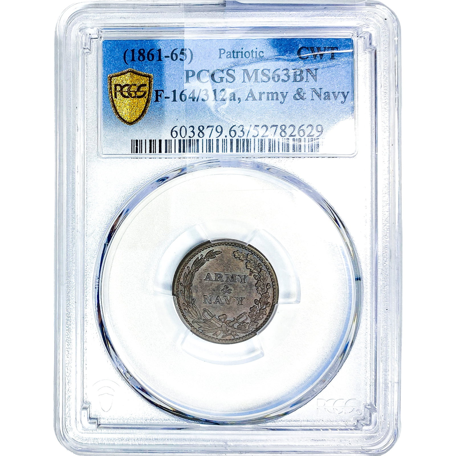 1861-65 Civil War Token Patriotic, Army&Navy PCGS MS63 BN (1 of 2)