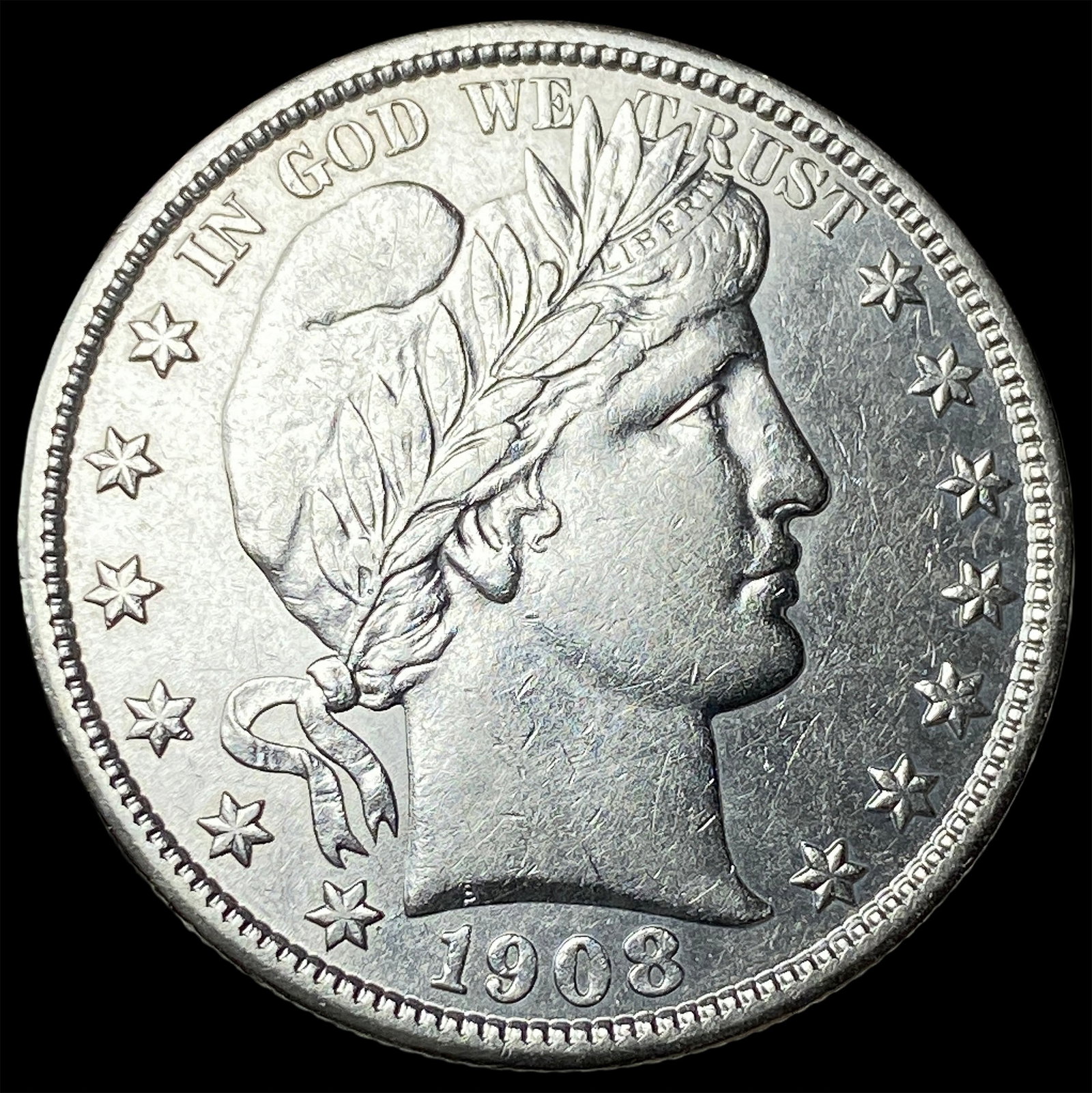 1908-D Silver Barber Half Dollar CLOSELY UNCIRCULATED: 1908-D Silver Barber Half Dollar CLOSELY UNCIRCULATED