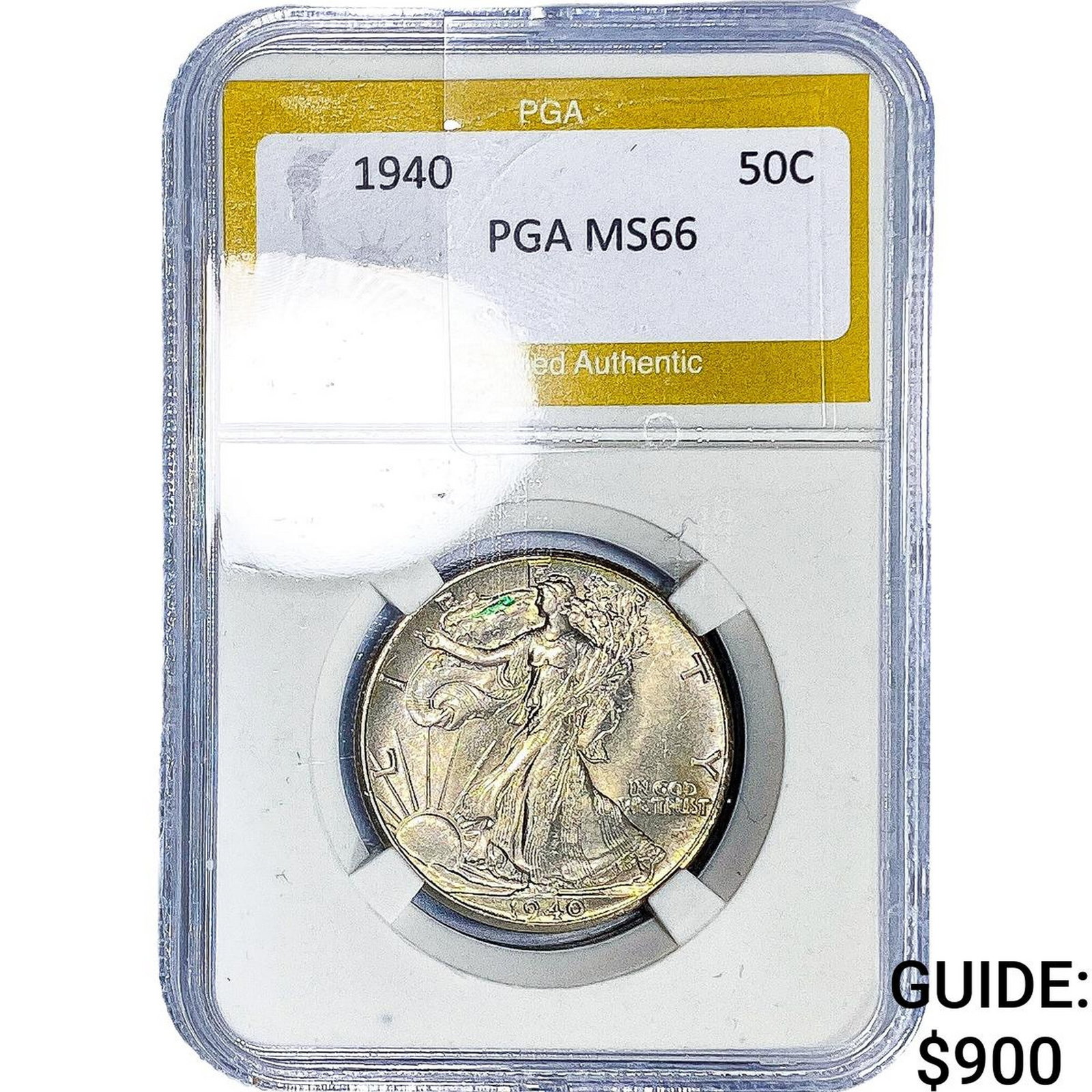 1940 Walking Liberty Half Dollar PGA MS66: 1940 Walking Liberty Half Dollar PGA MS66