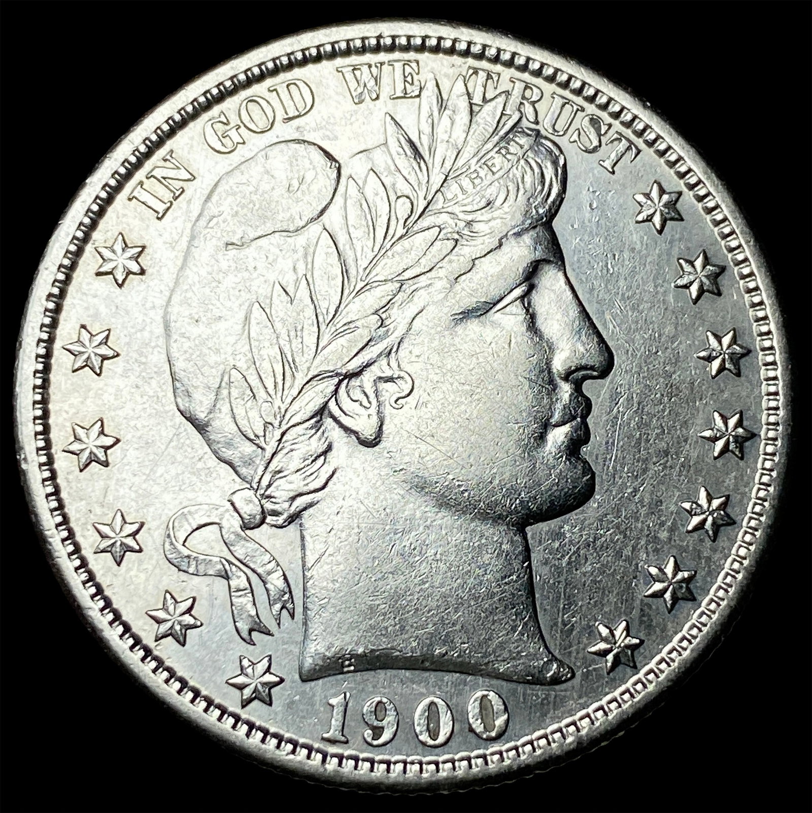1900-S Silver Barber Half Dollar CLOSELY UNCIRCULATED: 1900-S Silver Barber Half Dollar CLOSELY UNCIRCULATED