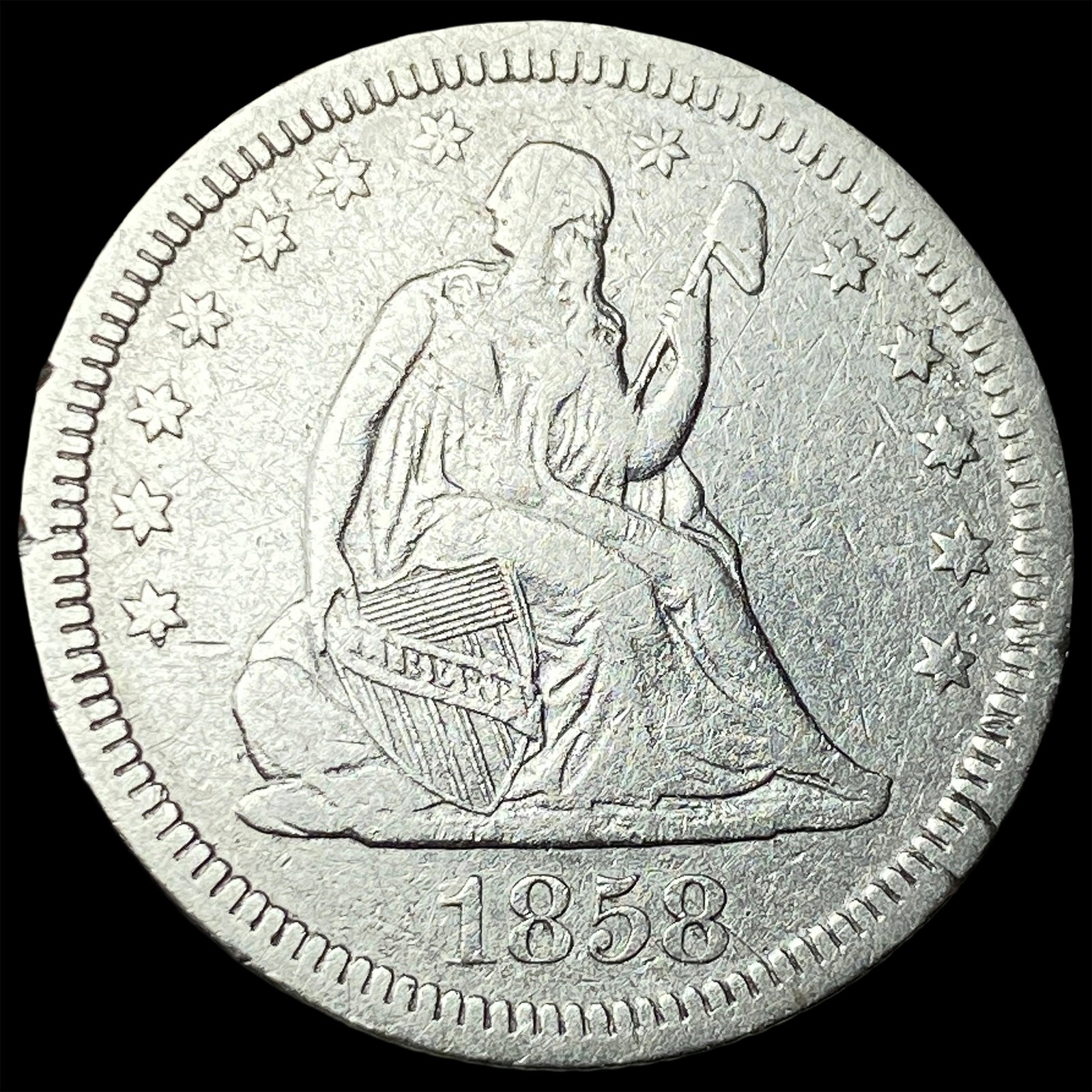 1858 Seated Liberty Quarter LIGHTLY CIRCULATED: 1858 Seated Liberty Quarter LIGHTLY CIRCULATED