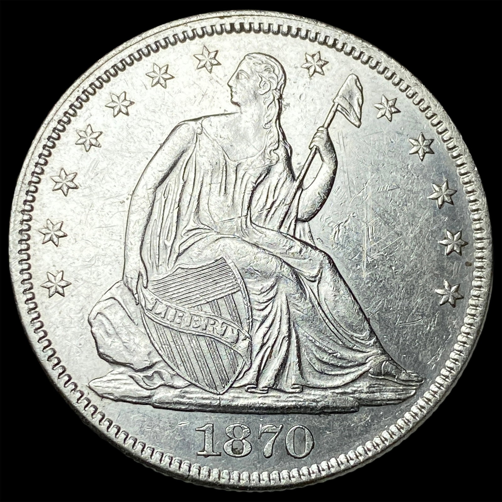 1870 Seated Liberty Half Dollar CLOSELY UNCIRCULATED: 1870 Seated Liberty Half Dollar CLOSELY UNCIRCULATED