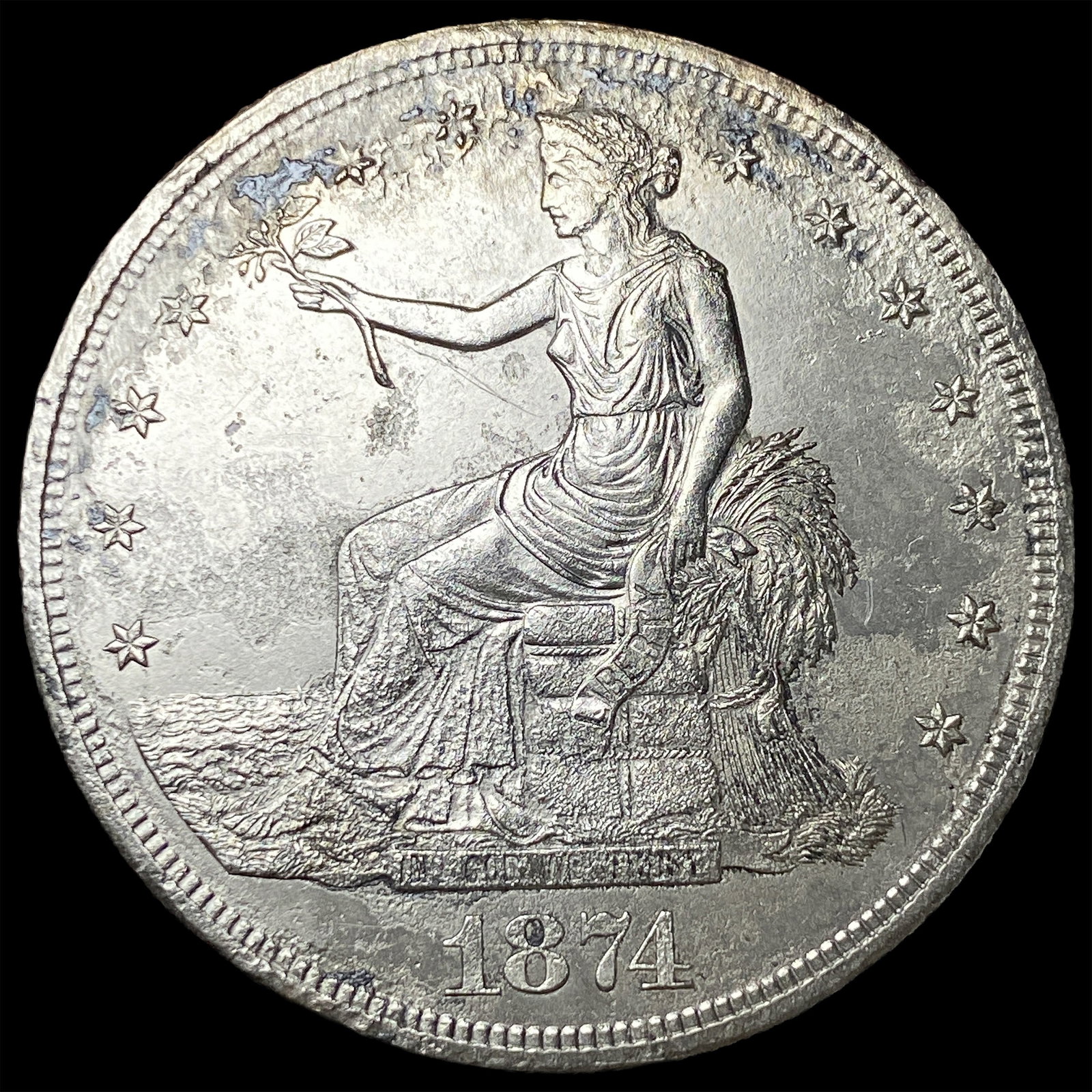 1874-S Silver Trade Dollar CLOSELY UNCIRCULATED: 1874-S Silver Trade Dollar CLOSELY UNCIRCULATED