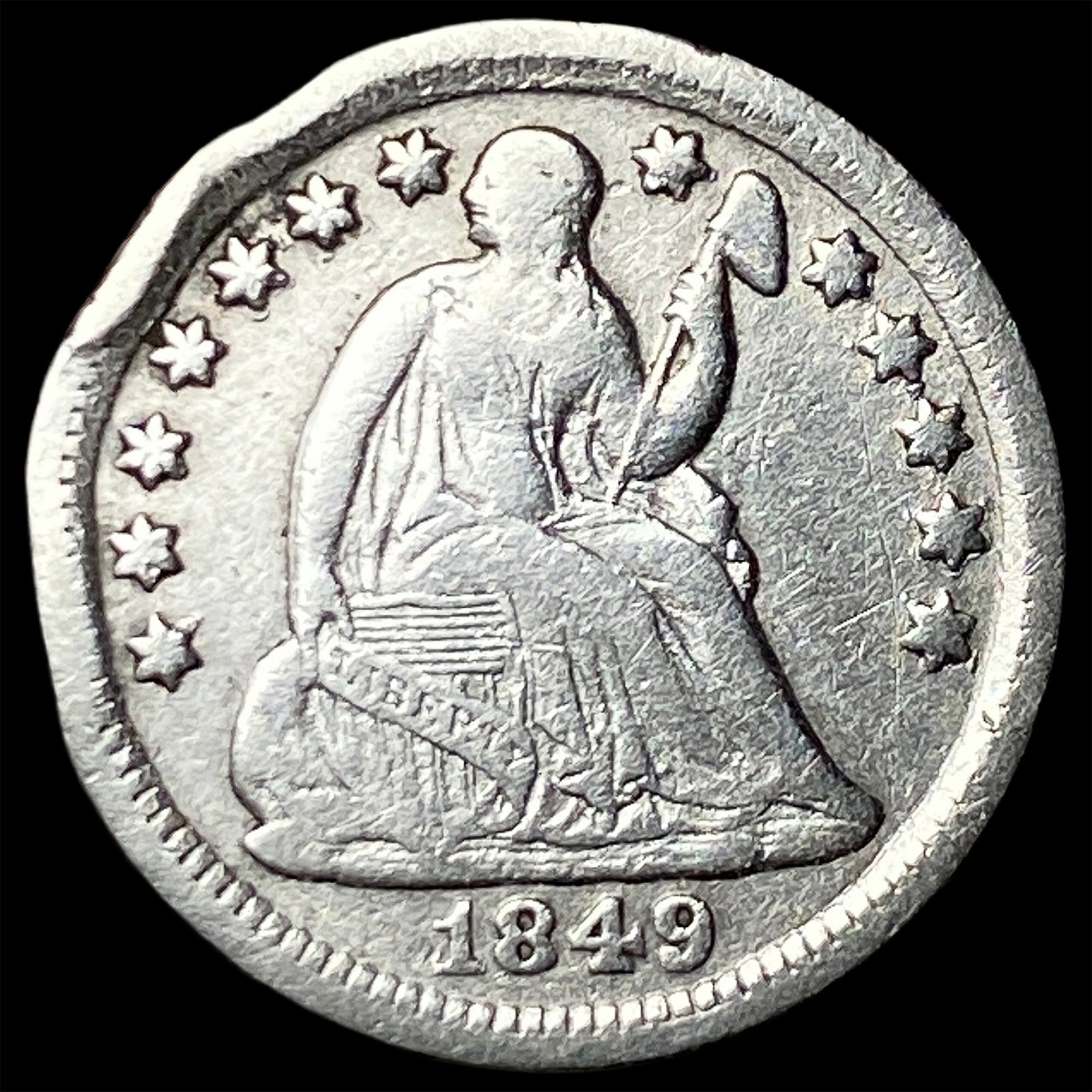 1849-O Silver Seated Liberty Half Dime HIGH GRADE (1 of 2)