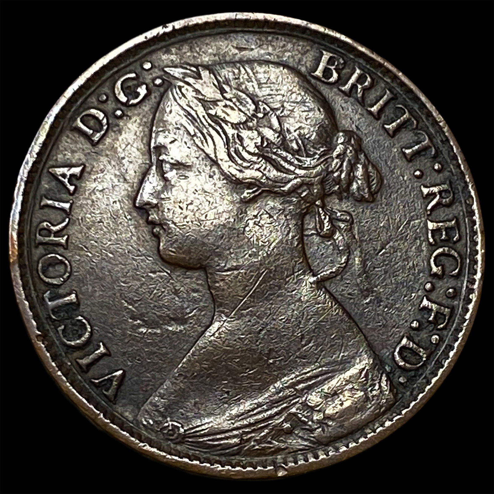 1862 Great Britain Brass Farthing Small 8: 1862 Great Britain Brass Farthing Small 8