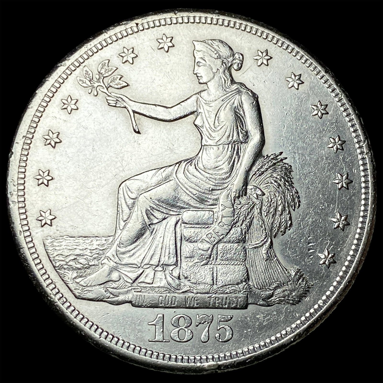 1875-S Silver Trade Dollar CLOSELY UNCIRCULATED: 1875-S Silver Trade Dollar CLOSELY UNCIRCULATED