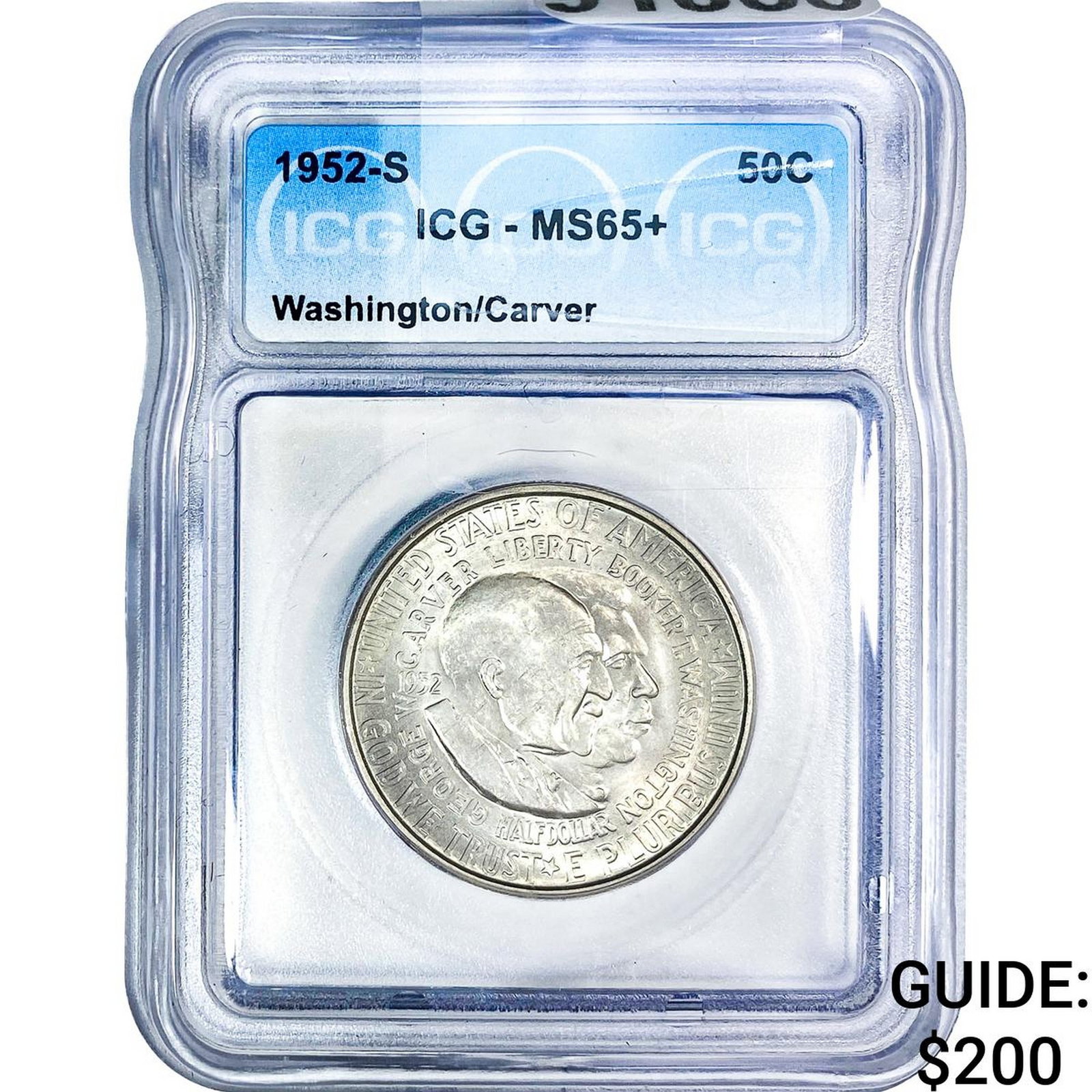 1952-S Washington Carver Half Dollar ICG MS65+: 1952-S Washington Carver Half Dollar ICG MS65+