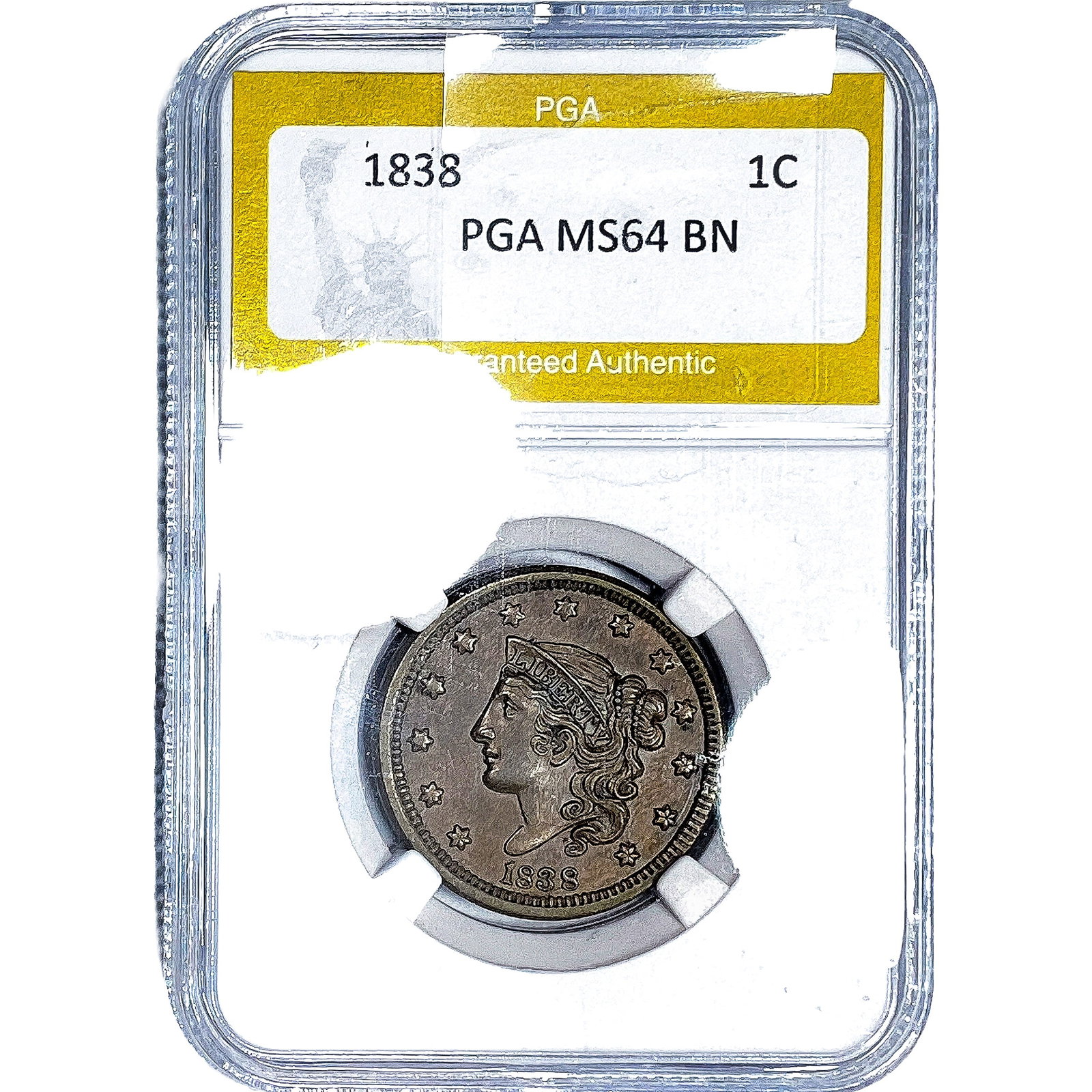 1838 Coronet Head Large Cent PGA MS64 BN (1 of 2)
