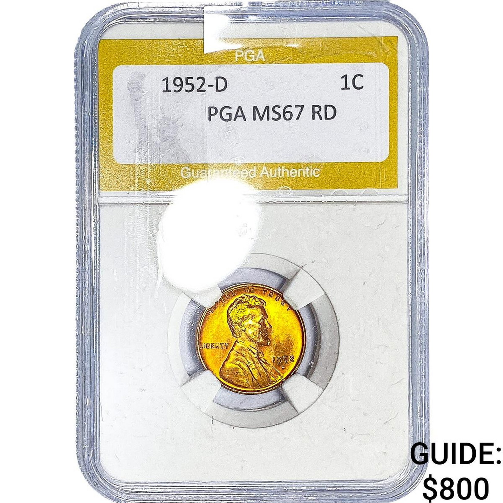 1952-D Wheat Cent PGA MS67 RD: 1952-D Wheat Cent PGA MS67 RD