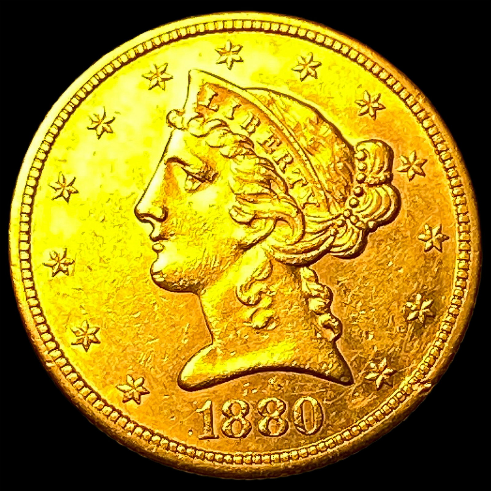 1880-S Gold $5 Liberty Head Half Eagle CLOSELY UNCIRCULATED (1 of 2)