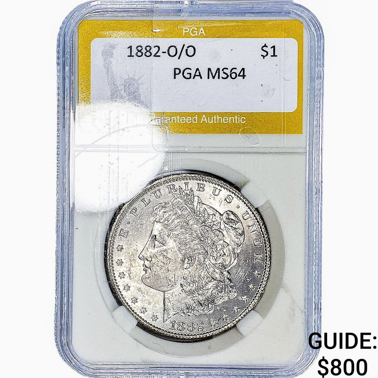 1882-O/O Morgan Silver Dollar PGA MS64: 1882-O/O Morgan Silver Dollar PGA MS64