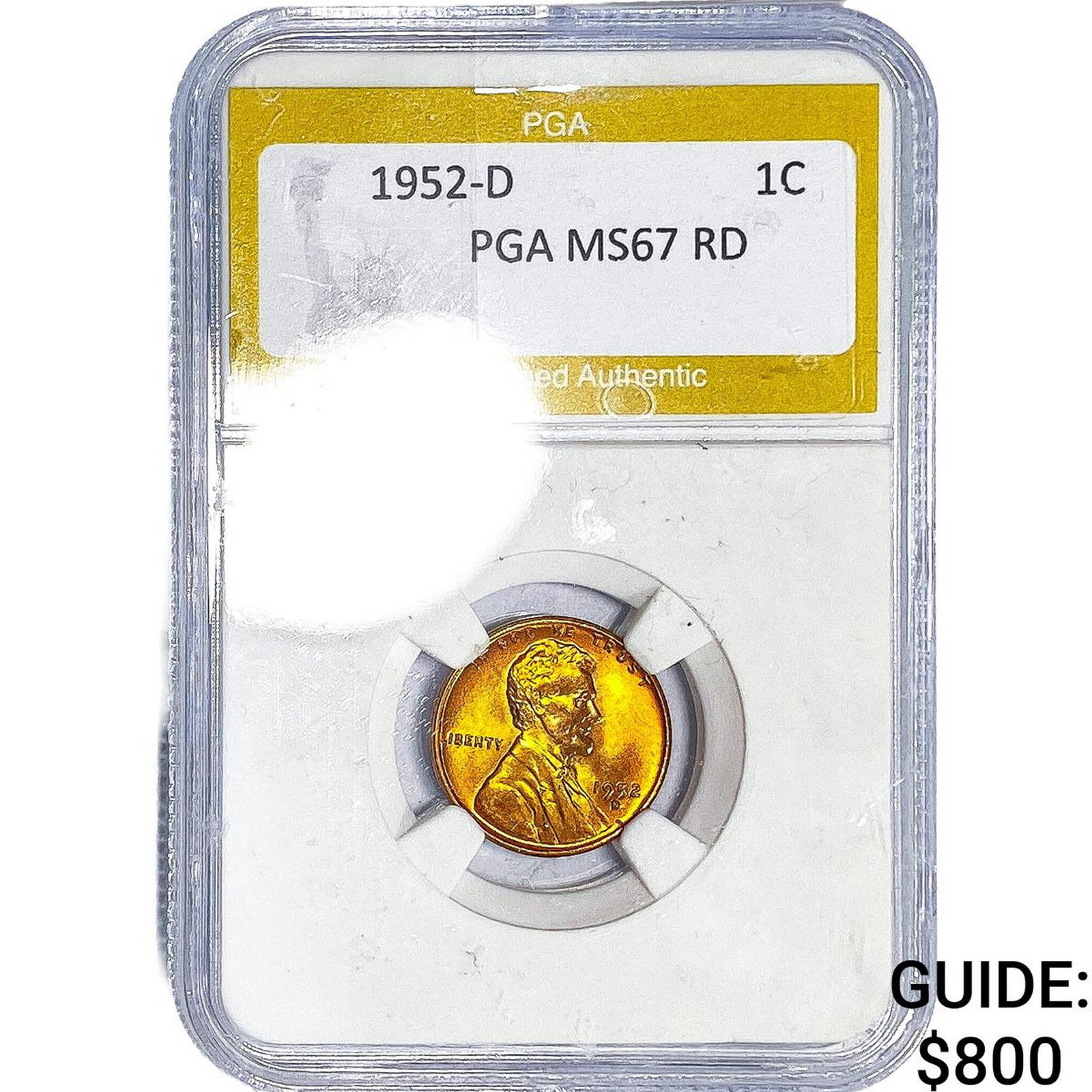 1952-D Wheat Cent PGA MS67 RD: 1952-D Wheat Cent PGA MS67 RD