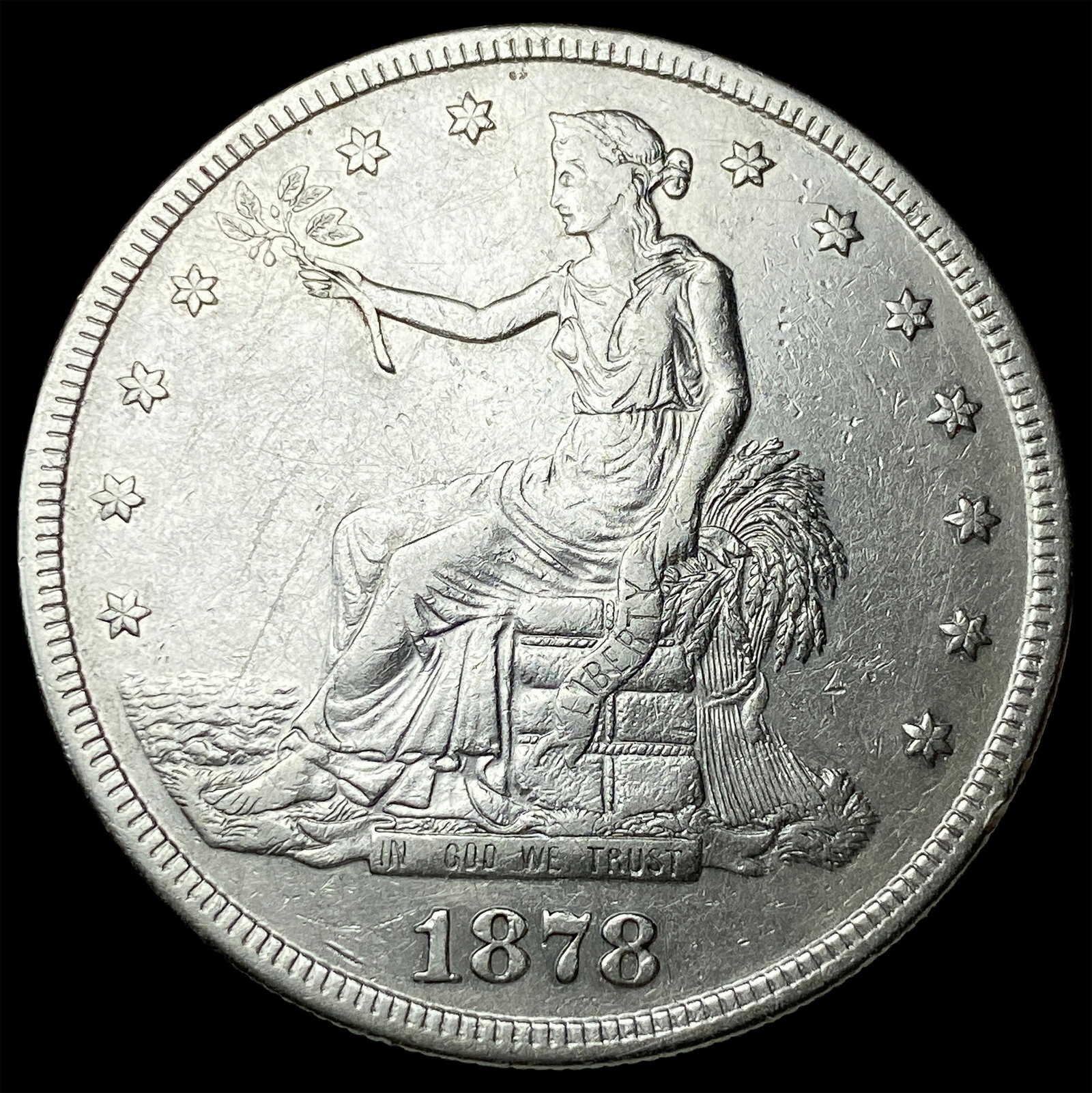 1878-S Silver Trade Dollar NEARLY UNCIRCULATED: 1878-S Silver Trade Dollar NEARLY UNCIRCULATED