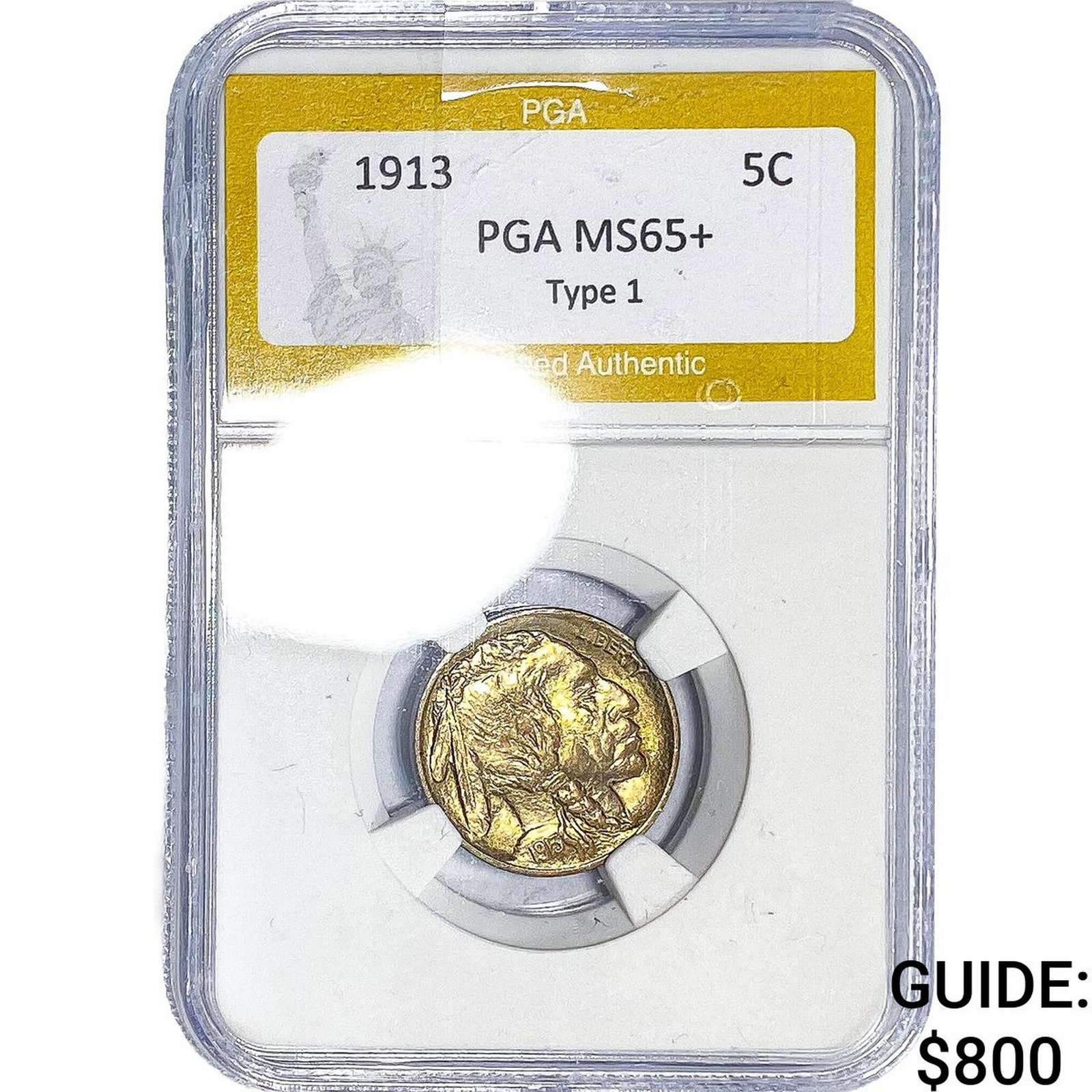 1913 Buffalo Nickel PGA MS65+ Type 1: 1913 Buffalo Nickel PGA MS65+ Type 1