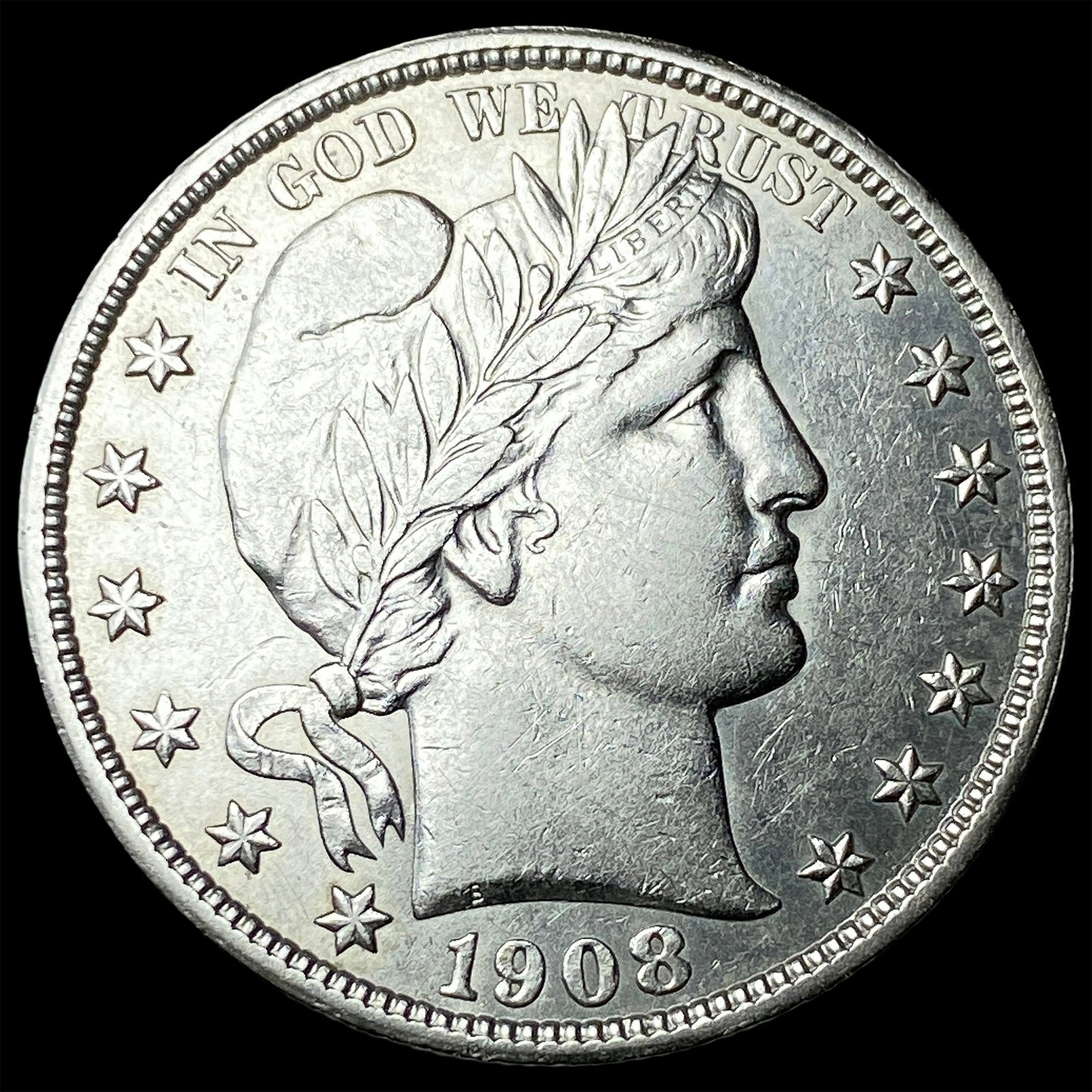 1908 Silver Barber Half Dollar CLOSELY UNCIRCULATED: 1908 Silver Barber Half Dollar CLOSELY UNCIRCULATED