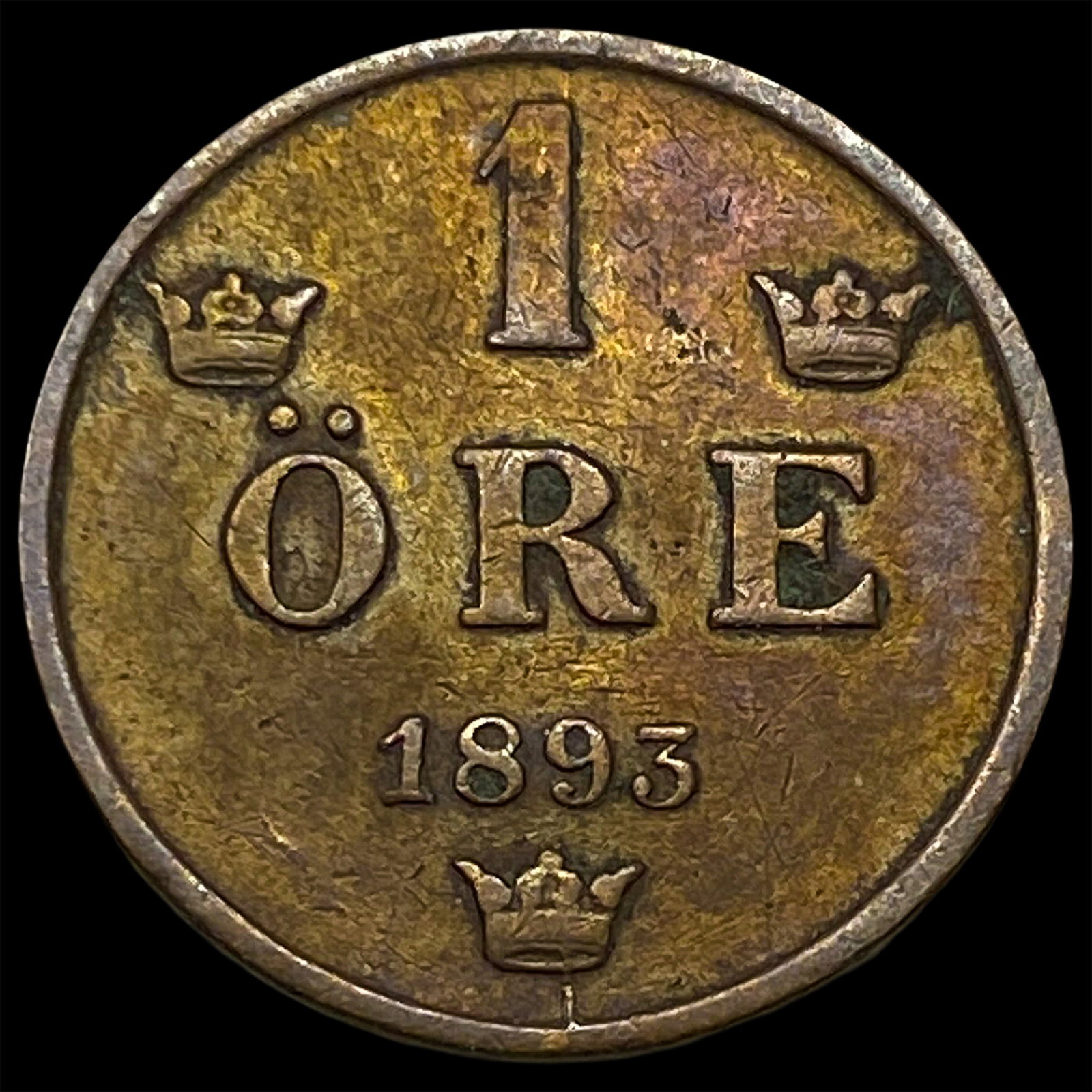 1893 Sweeden Bronze 1 Ore (1 of 2)