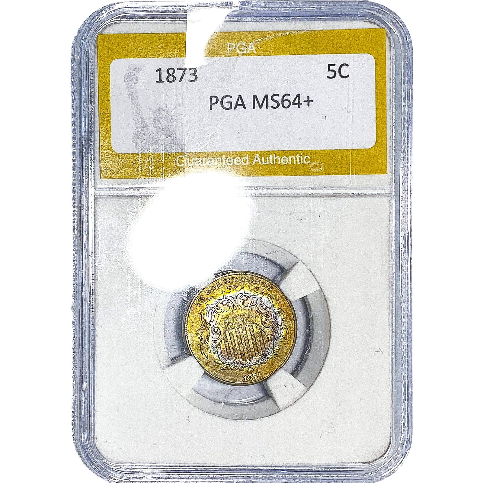1873 Shield Nickel PGA MS64+: 1873 Shield Nickel PGA MS64+