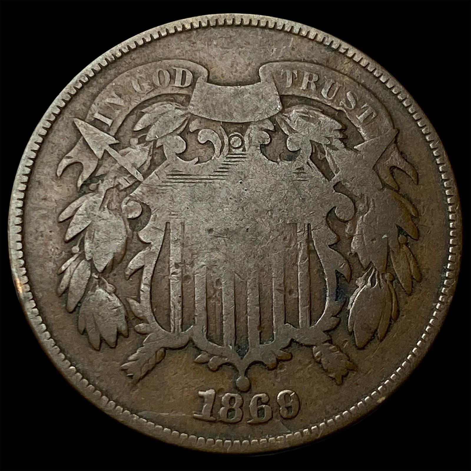 1868 Two-Cent Piece LIGHTLY CIRCULATED: 1868 Two-Cent Piece LIGHTLY CIRCULATED
