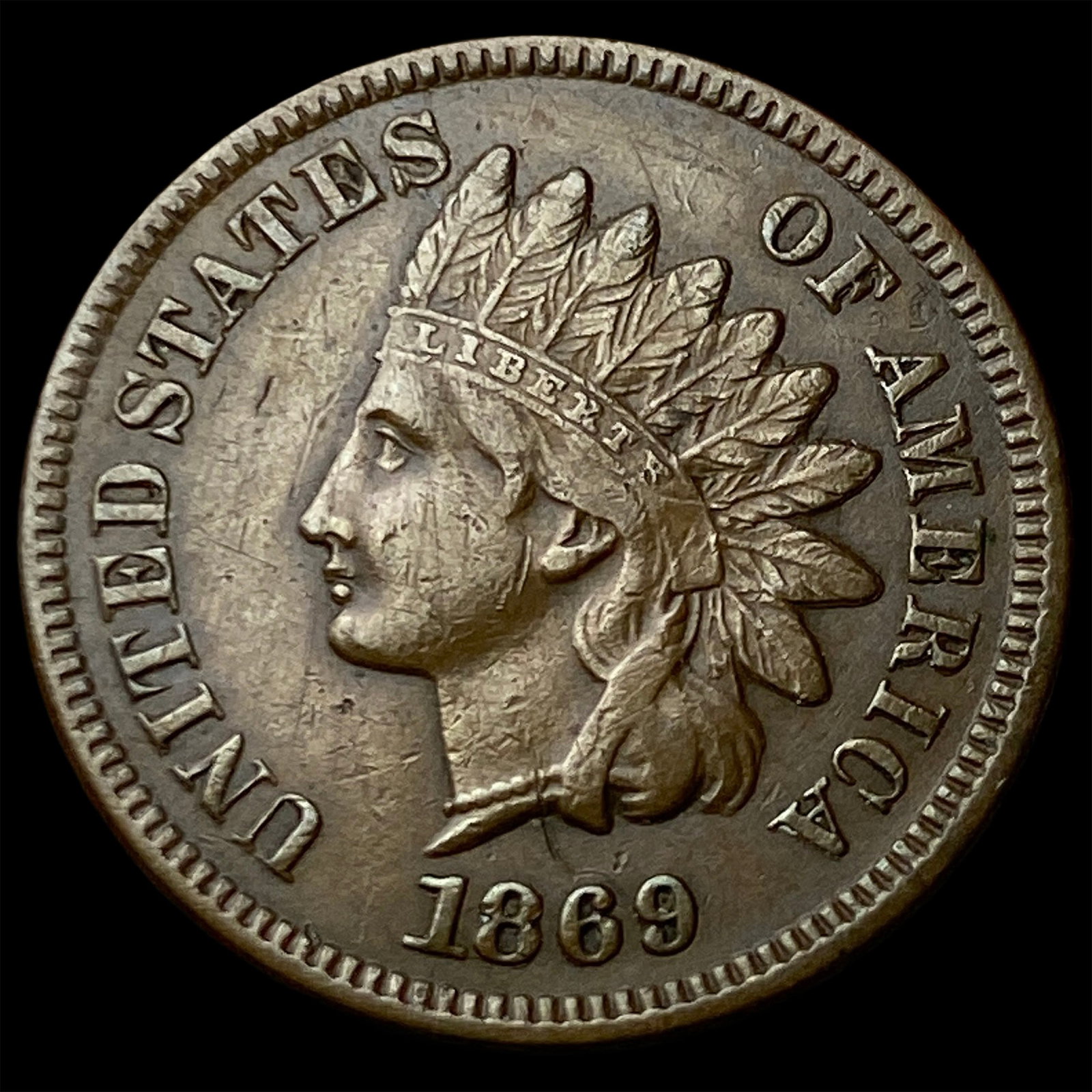 1869 Indian Head Cent CLOSELY UNCIRCULATED: 1869 Indian Head Cent CLOSELY UNCIRCULATED