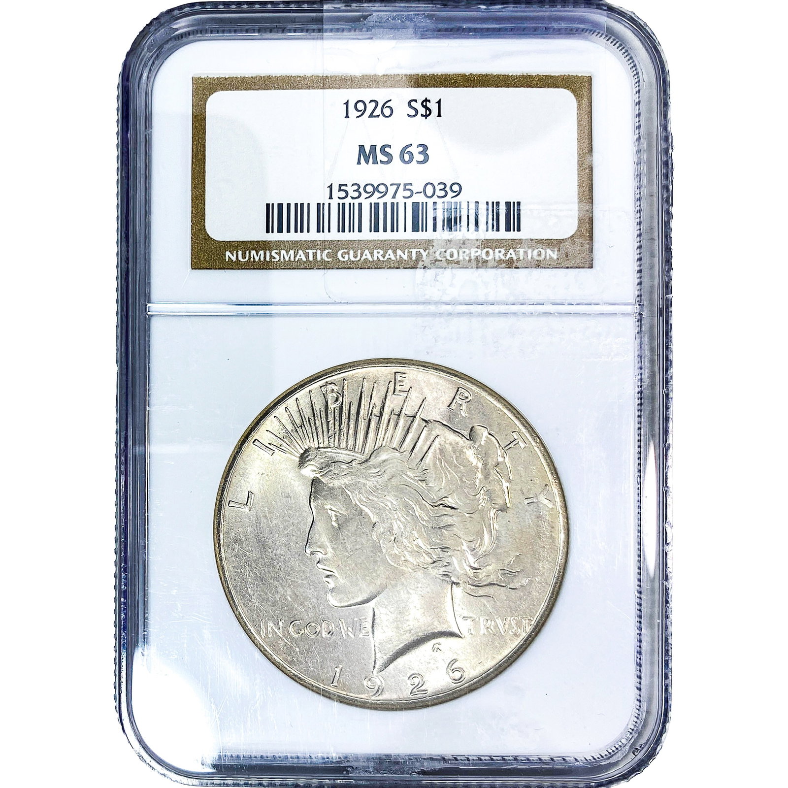 1926 Silver Peace Dollar NGC MS63: 1926 Silver Peace Dollar NGC MS63