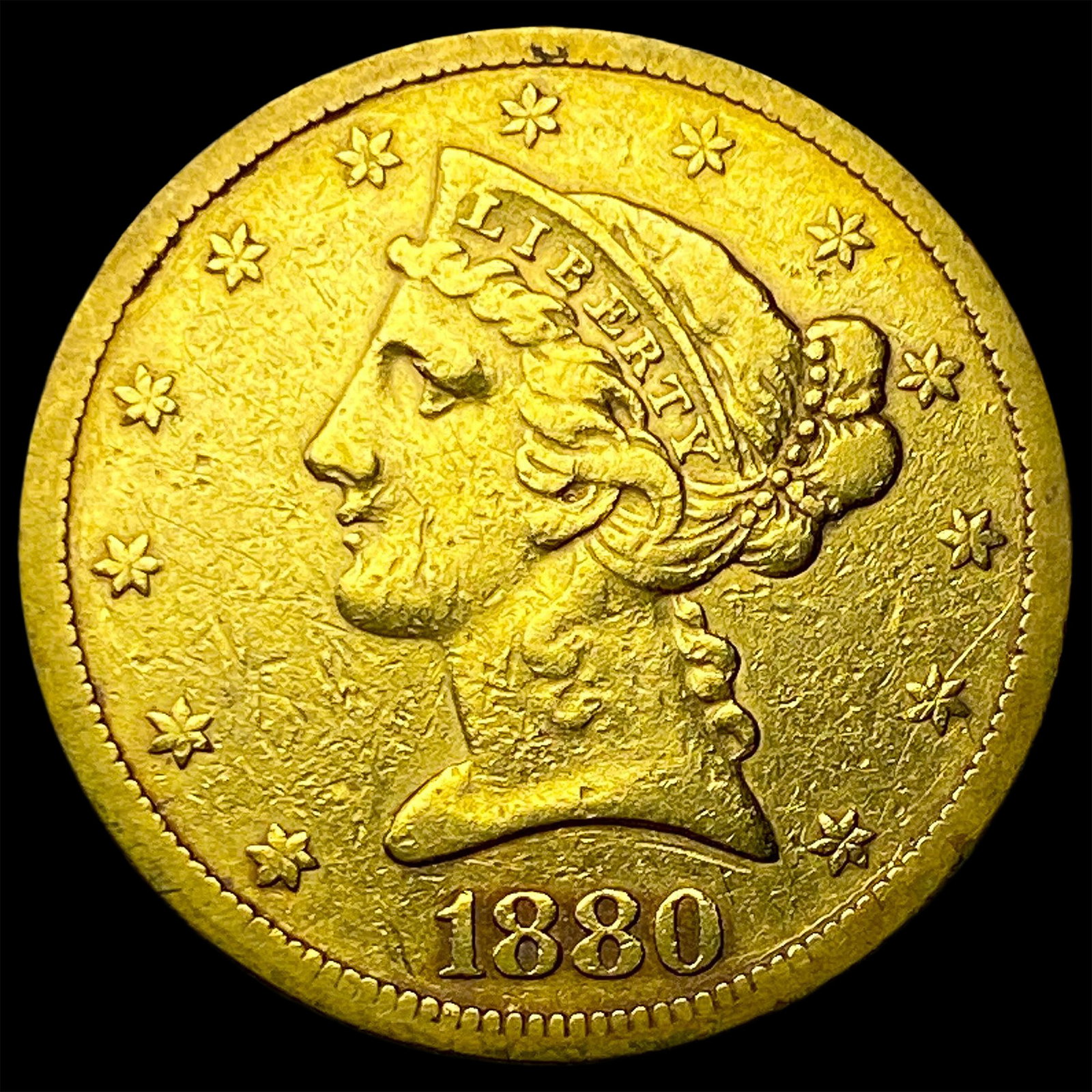 1880 Liberty Head Half Eagle $5 Gold NEARLY UNCIRCULATED (1 of 2)