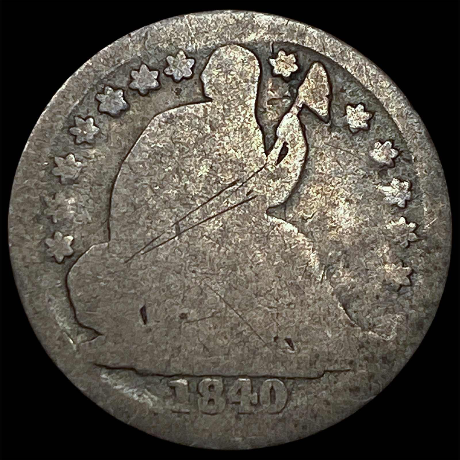 1840-O Silver Seated Liberty Dime NICELY CIRCULATED: 1840-O Silver Seated Liberty Dime NICELY CIRCULATED