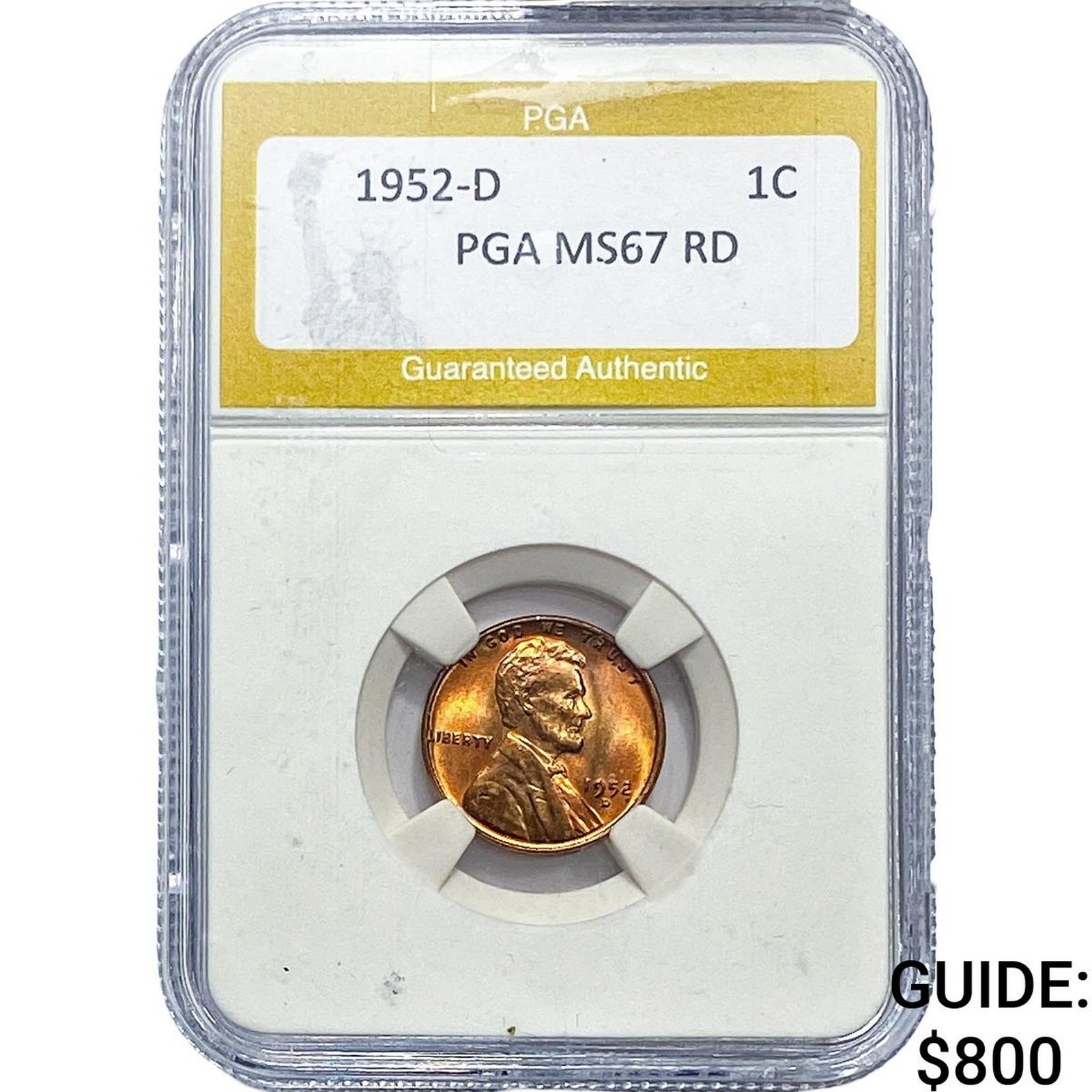 1952-D Wheat Cent PGA MS67 RD: 1952-D Wheat Cent PGA MS67 RD