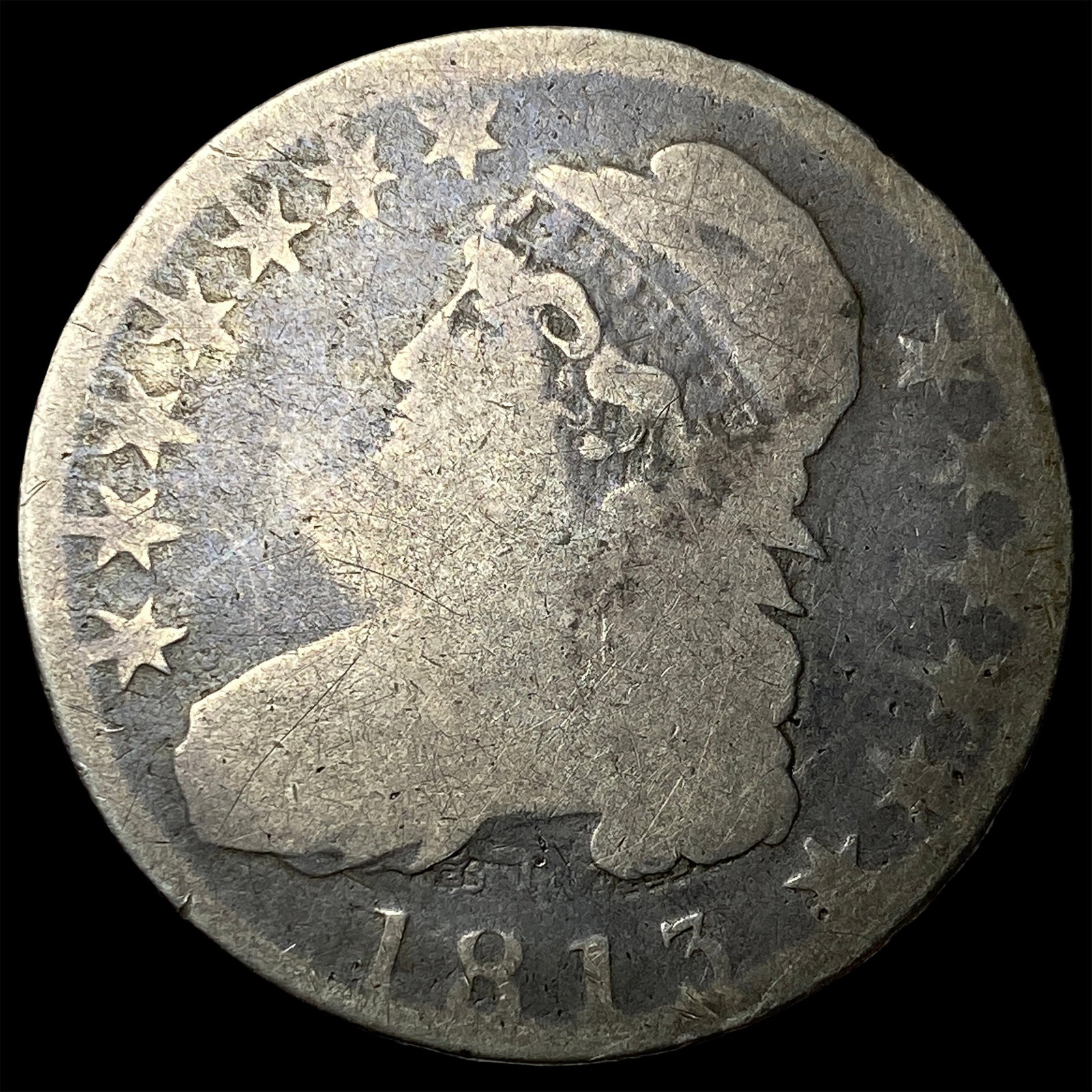 1813 Capped Bust Half Dollar NICELY CIRCULATED: 1813 Capped Bust Half Dollar NICELY CIRCULATED