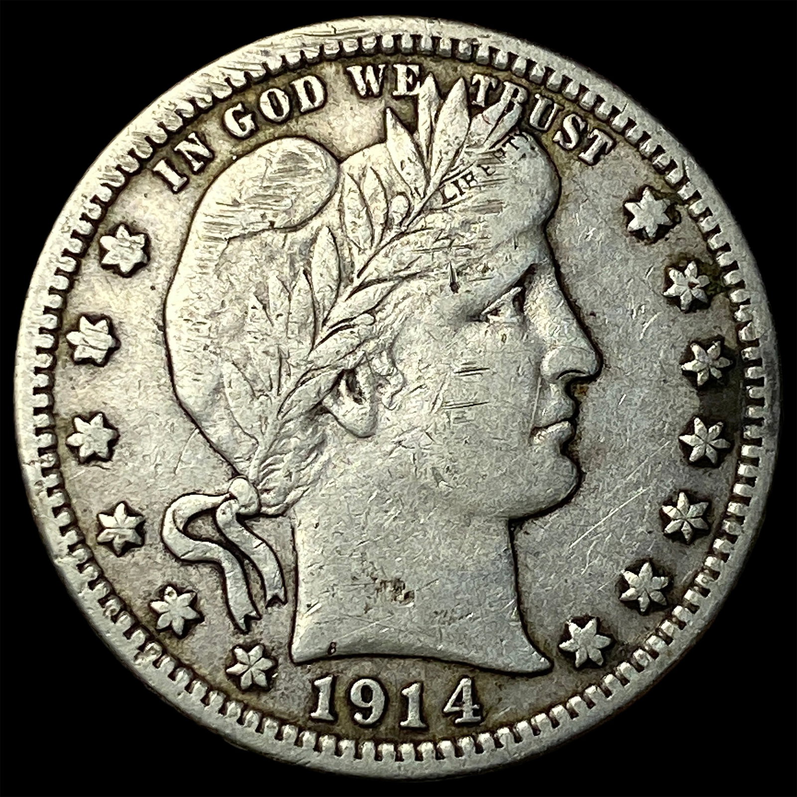 1914-D Silver Barber Quarter ABOUT UNCIRCULATED: 1914-D Silver Barber Quarter ABOUT UNCIRCULATED