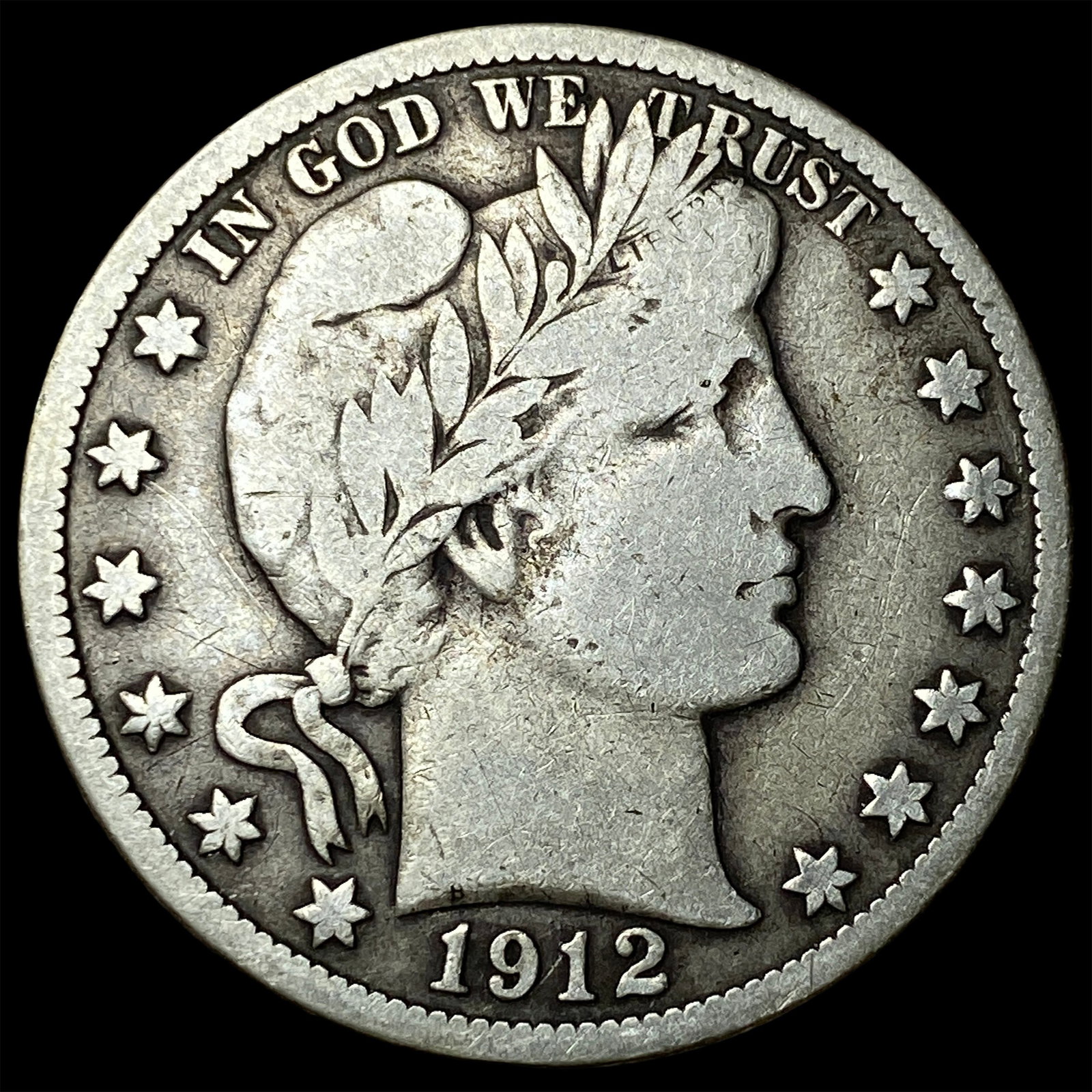 1912-S Silver Barber Half Dollar LIGHTLY CIRCULATED: 1912-S Silver Barber Half Dollar LIGHTLY CIRCULATED