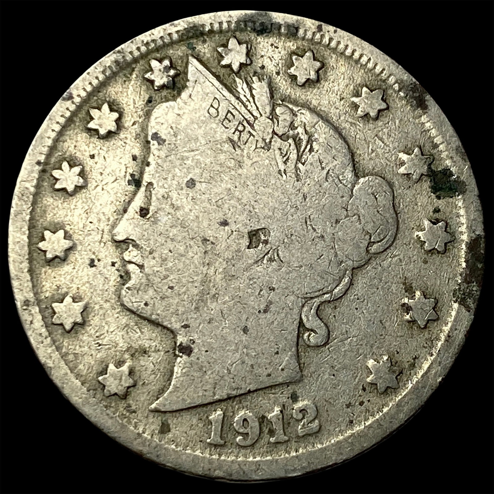 1912-S Liberty Head Nickel NICELY CIRCULATED: 1912-S Liberty Head Nickel NICELY CIRCULATED