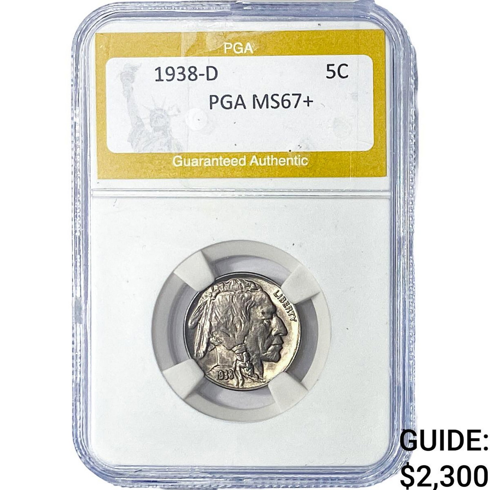 1938-D Buffalo Nickel PGA MS67+: 1938-D Buffalo Nickel PGA MS67+