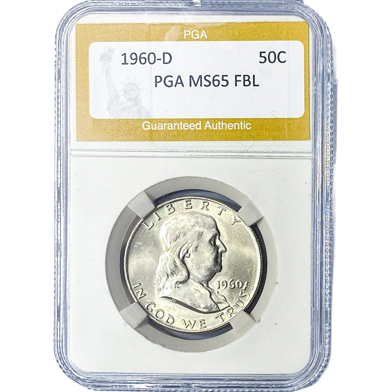 1960-D Franklin Half Dollar PGA MS65 FBL: 1960-D Franklin Half Dollar PGA MS65 FBL
