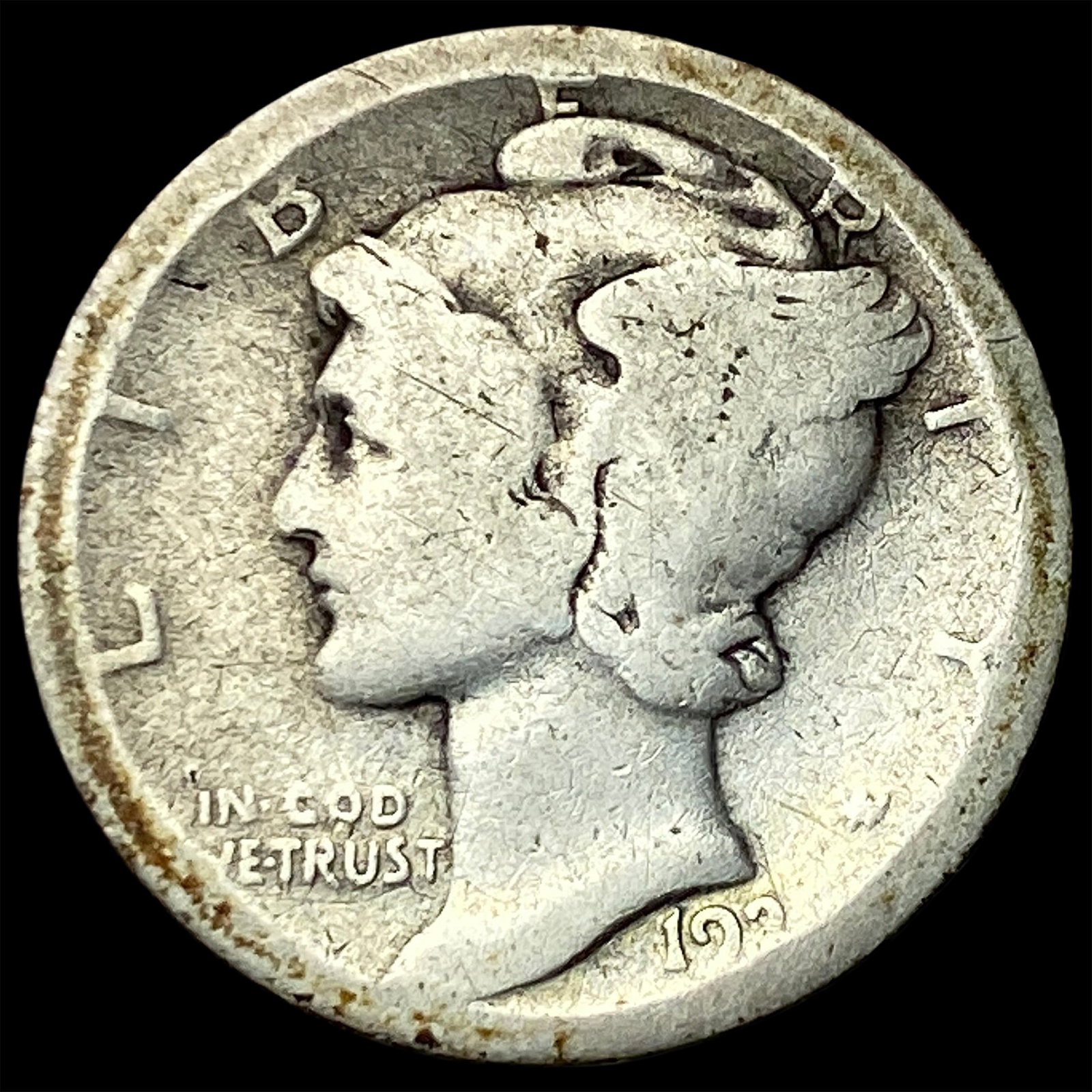 1921-D Silver Mercury Dime NICELY CIRCULATED: 1921-D Silver Mercury Dime NICELY CIRCULATED