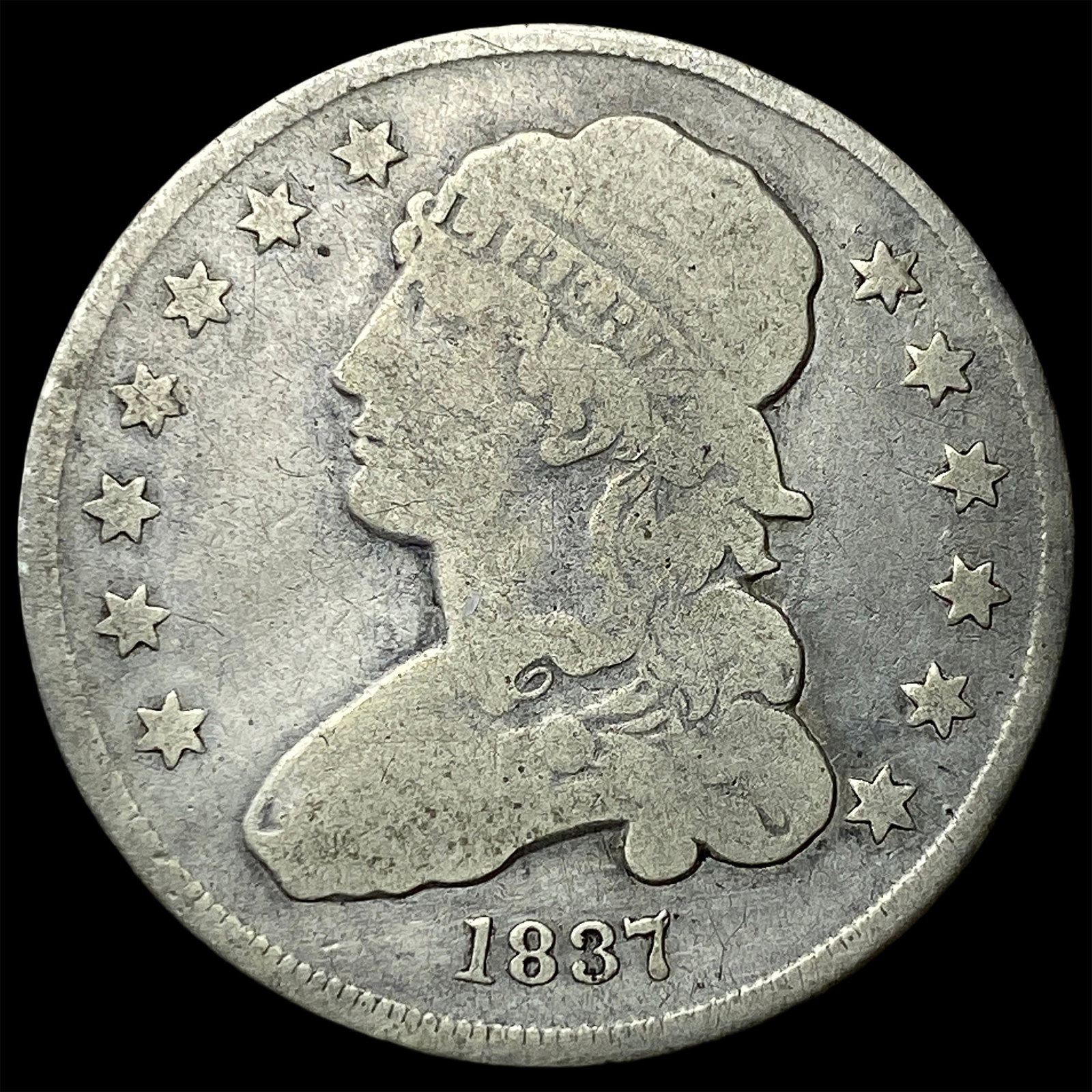 1837 Capped Bust Silver Quarter LIGHTLY CIRCULATED: 1837 Capped Bust Silver Quarter LIGHTLY CIRCULATED