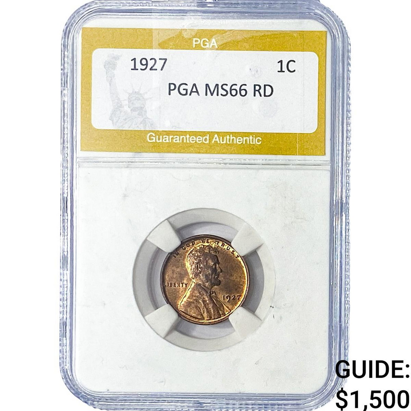 1927 Wheat Cent PGA MS66 RD: 1927 Wheat Cent PGA MS66 RD